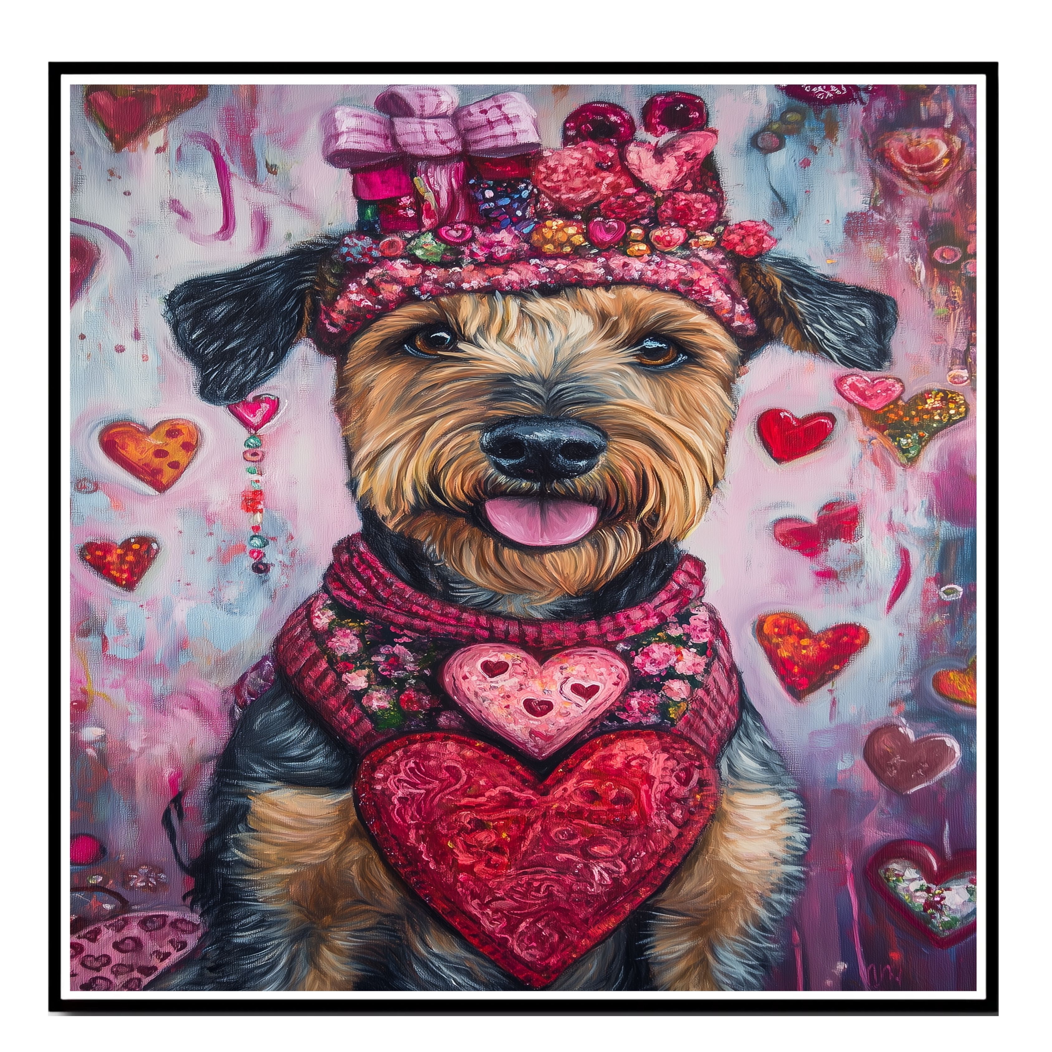 Love & Loyalty: Airedale Dog on Flat Rolled, Framed or Wrapped Canvas