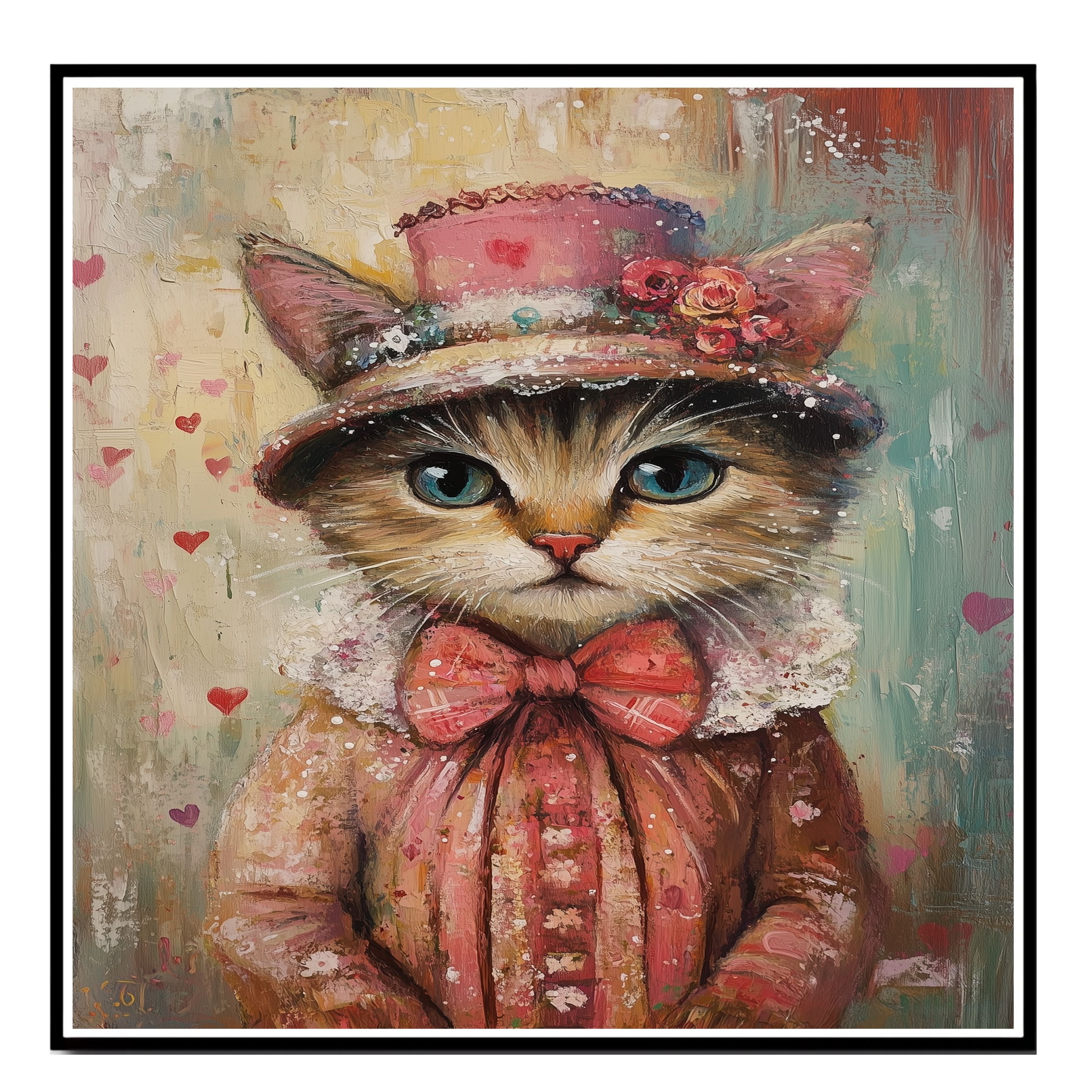 Graceful Affection: Cat on Flat Rolled, Framed or Wrapped Canvas