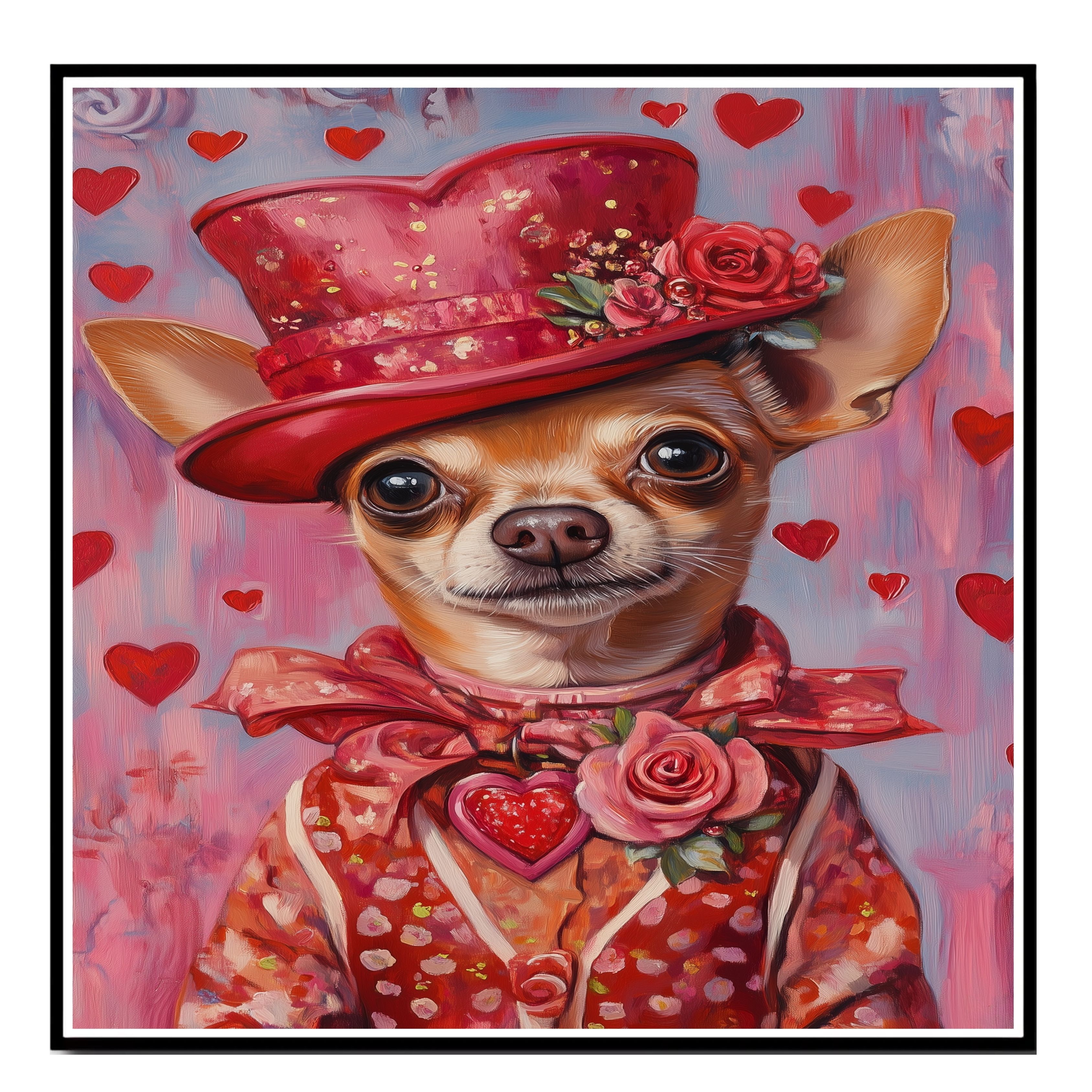Regal Romance: Chihuahua on Flat Rolled, Framed or Wrapped Canvas
