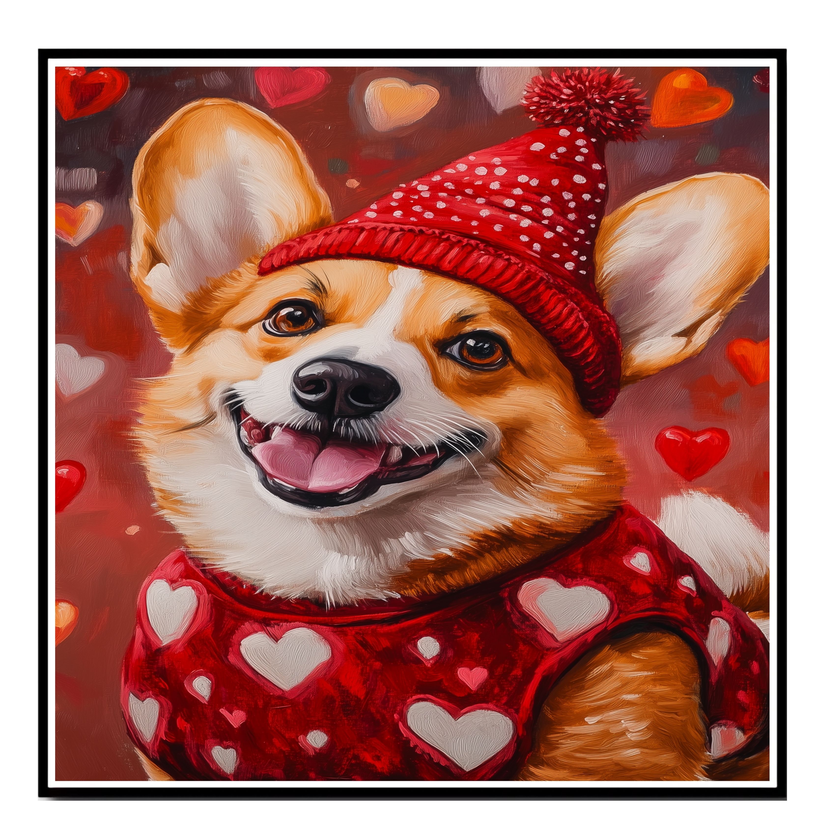 Sweetheart Charm: Welsh Corgi on Flat Rolled, Framed or Wrapped Canvas