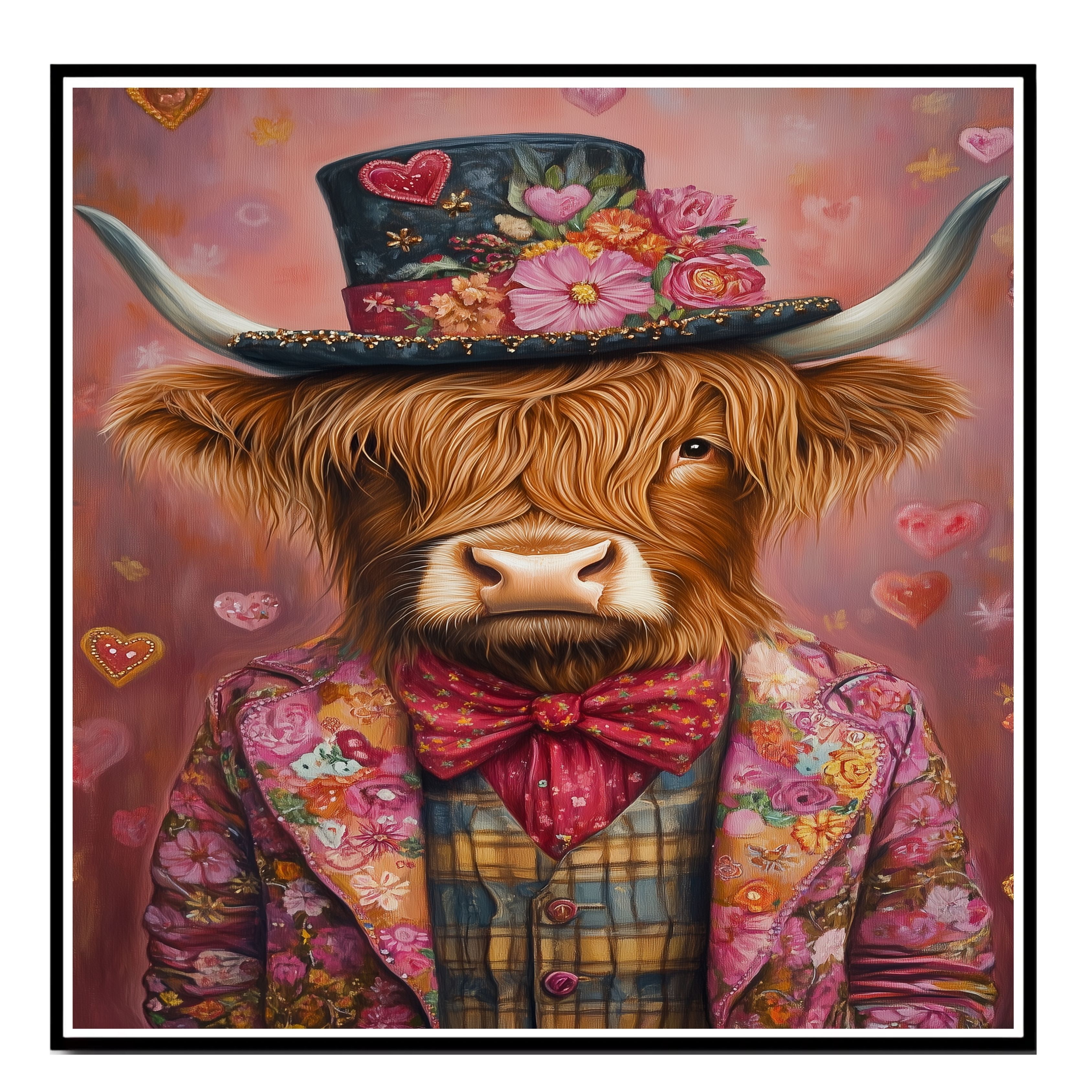 Timeless Nobility: Highland Cattle on Flat Rolled, Framed or Wrapped Canvas
