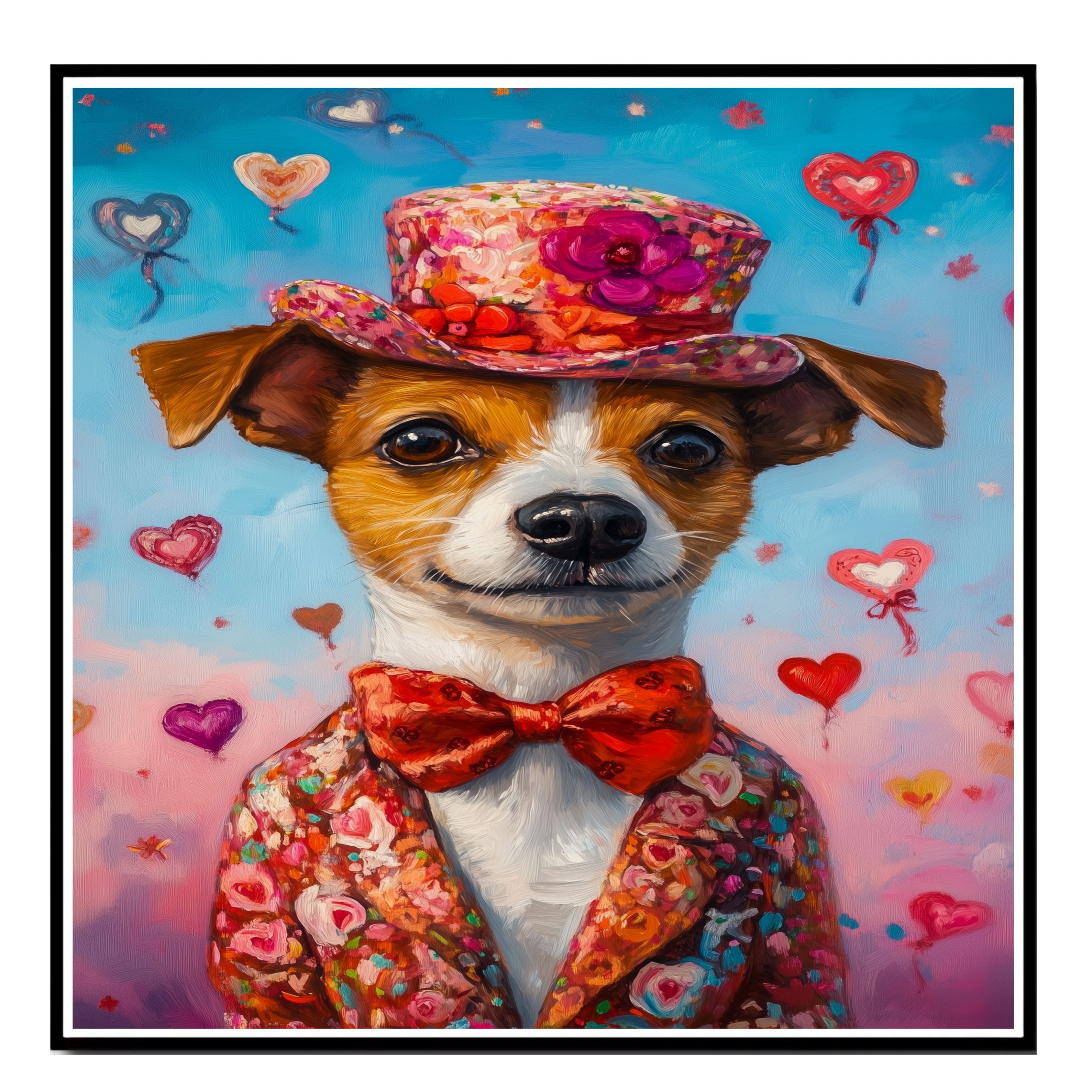 Regal Whimsy: Jack Russell Dog on Flat Rolled, Framed or Wrapped Canvas