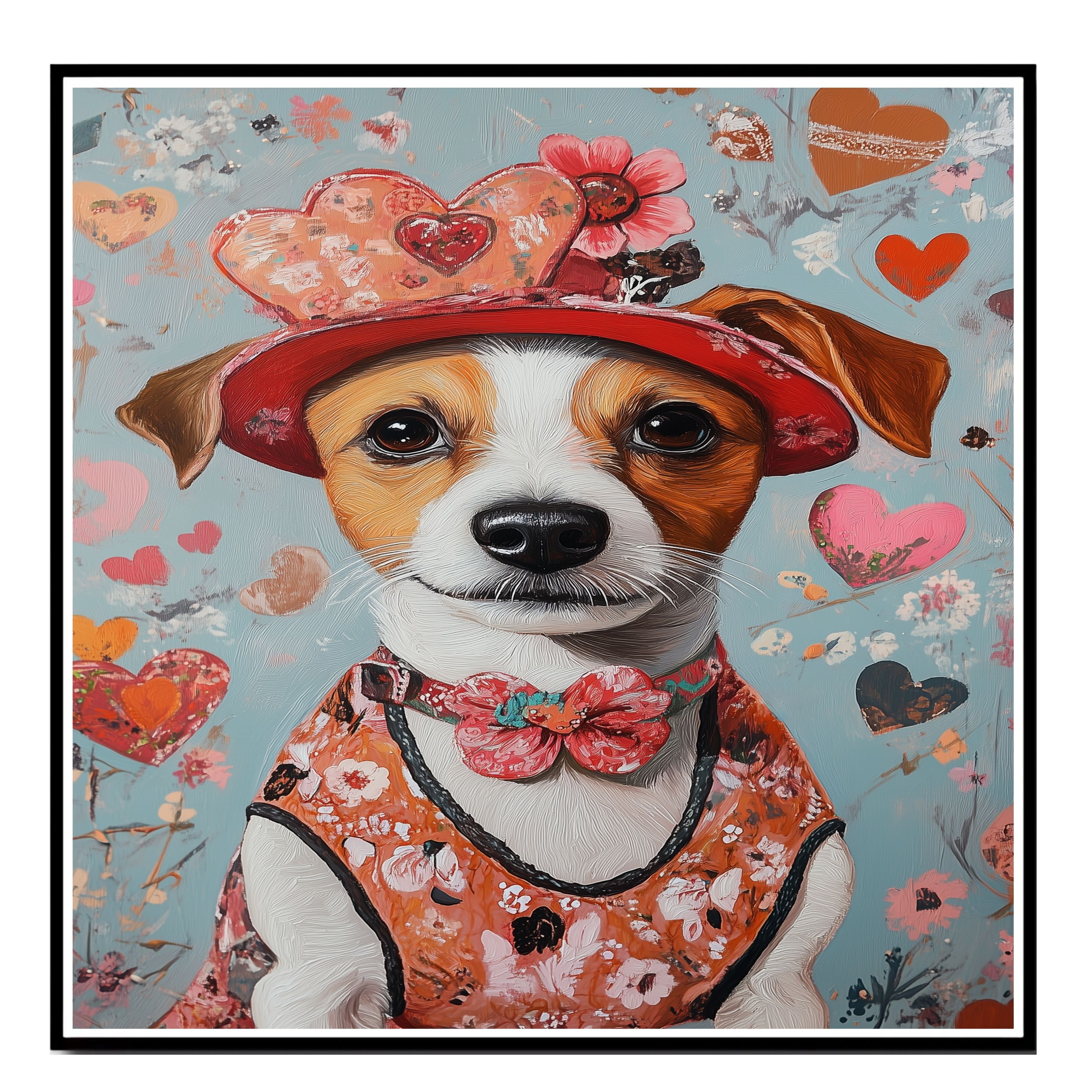 Victorian Grace: perro Jack Russell en lienzo plano enrollado, enmarcado o envuelto - Imagen 5 de 9