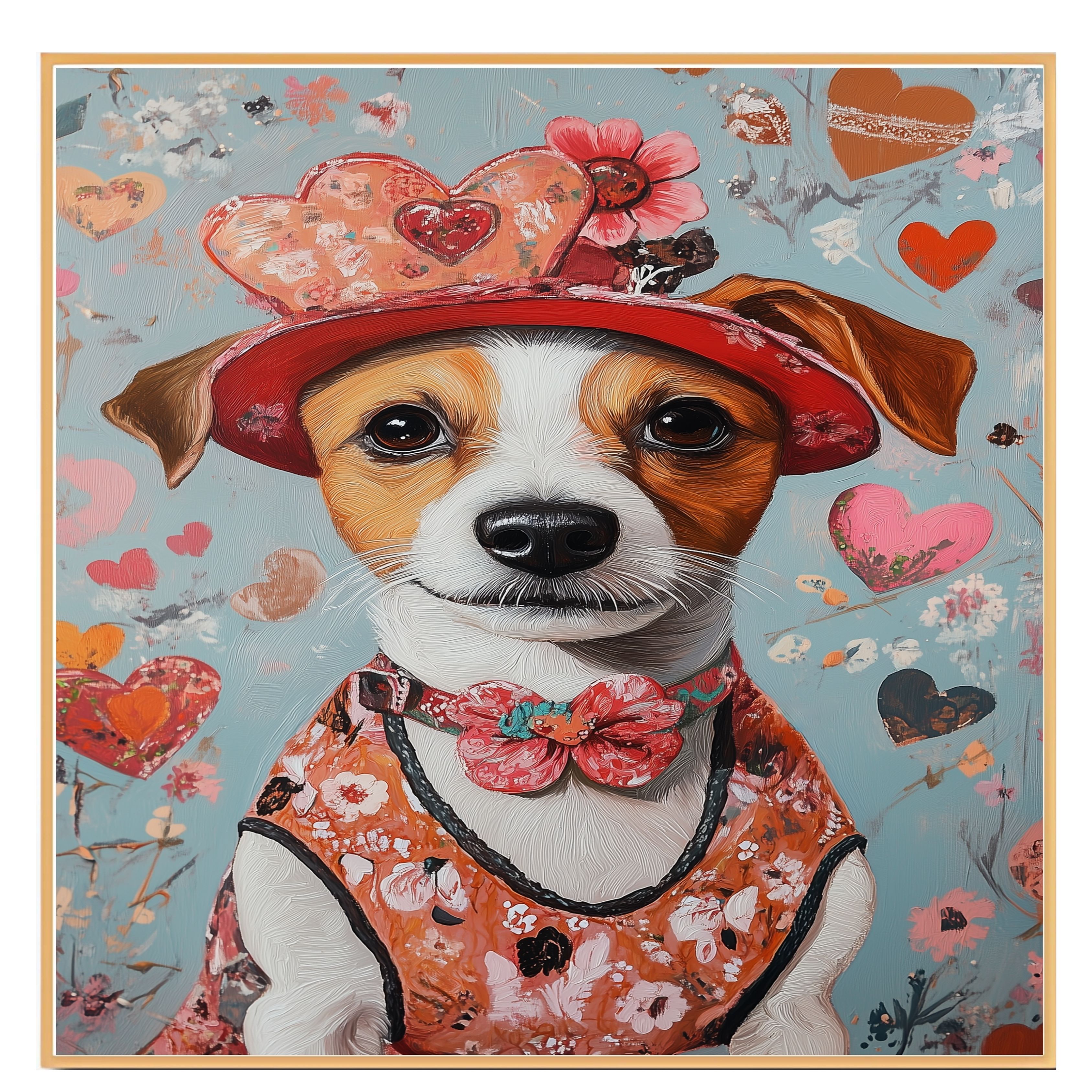 Victorian Grace: perro Jack Russell en lienzo plano enrollado, enmarcado o envuelto - Imagen 7 de 9