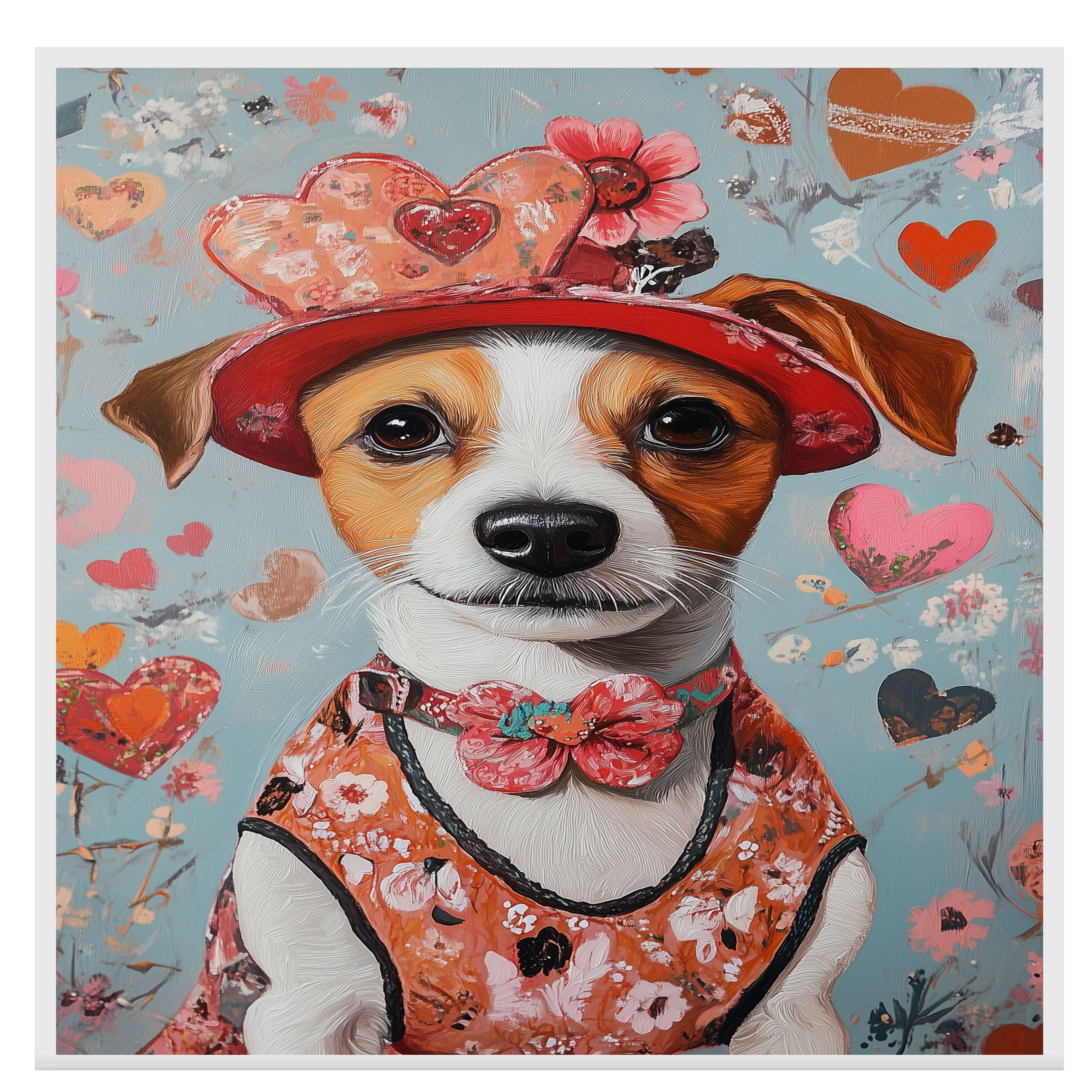 Victorian Grace: perro Jack Russell en lienzo plano enrollado, enmarcado o envuelto - Imagen 6 de 9