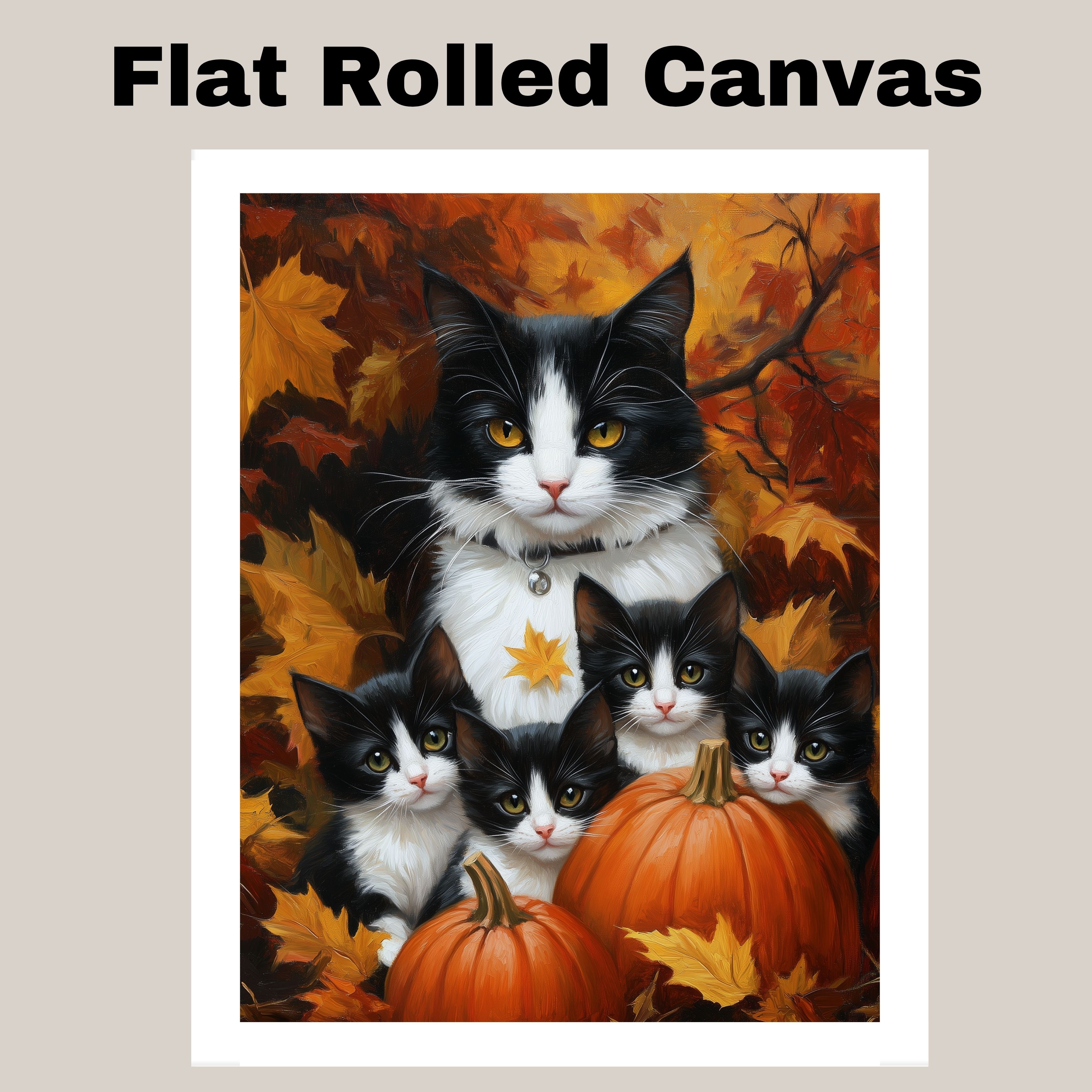 Autunno Capriccioso: gatto smoking su tela piatta arrotolata, incorniciata o avvolta - Foto 8 di 9