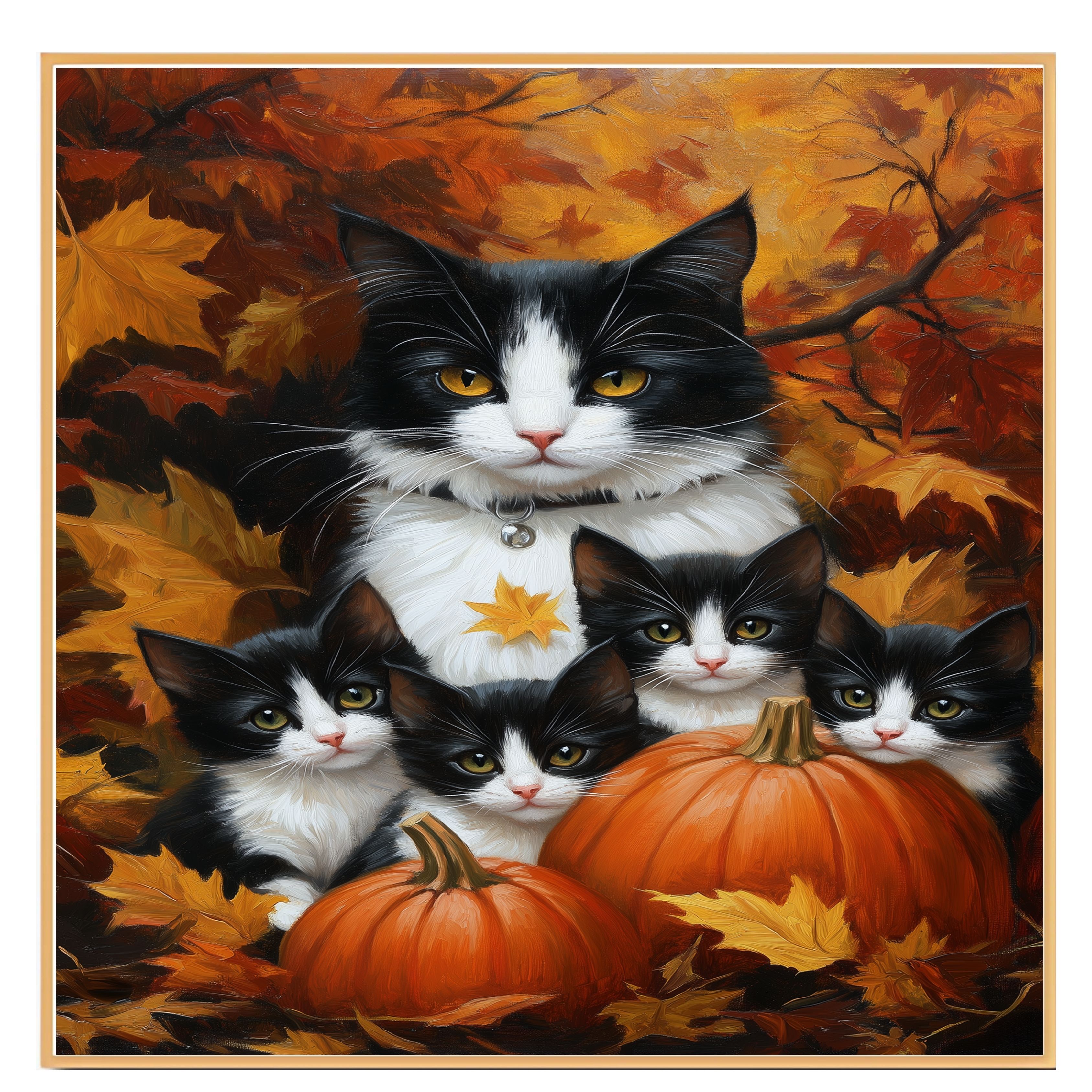 Autunno Capriccioso: gatto smoking su tela piatta arrotolata, incorniciata o avvolta - Foto 7 di 9
