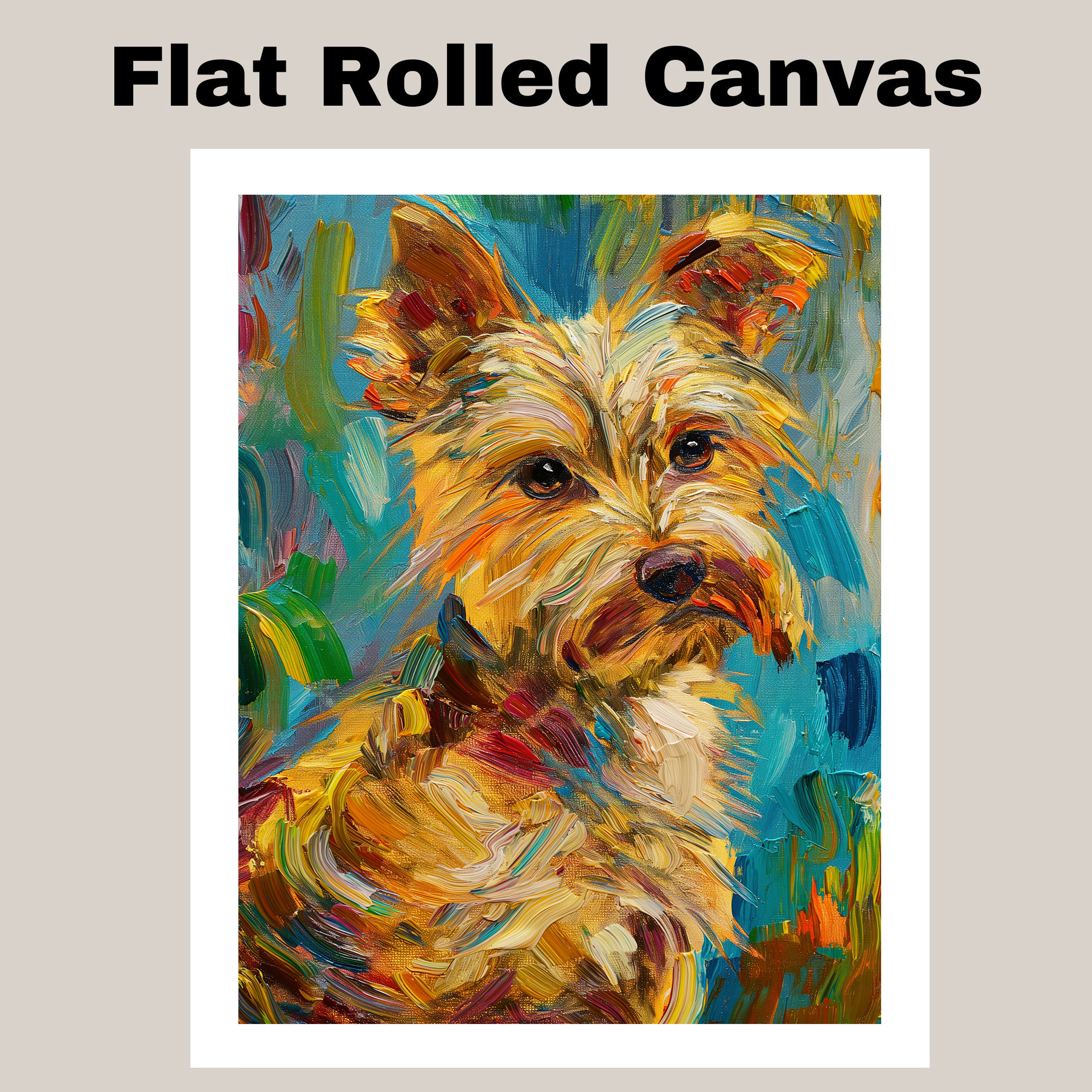 Impresión artística de perro estilo Van Gogh Yorkie perro plano laminado, enmarcado o envuelto lienzo - Imagen 18 de 19