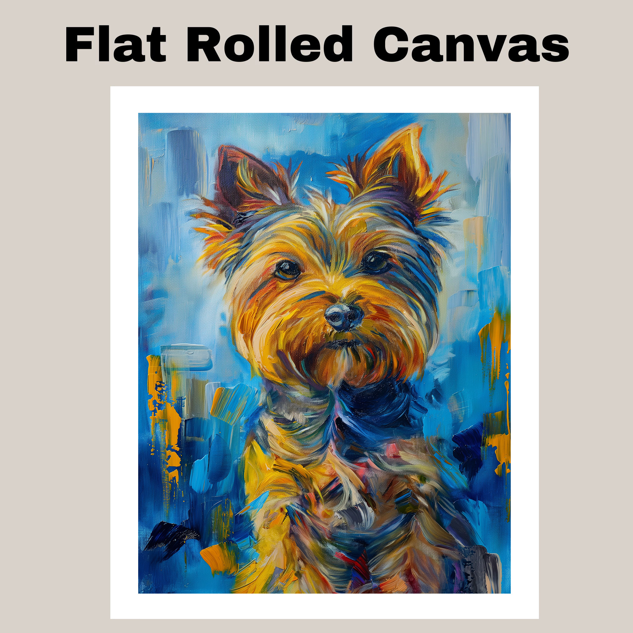 Yorkshire Terrier Dog Starry Night Print Flat Rolled, Framed or Wrapped Canvas