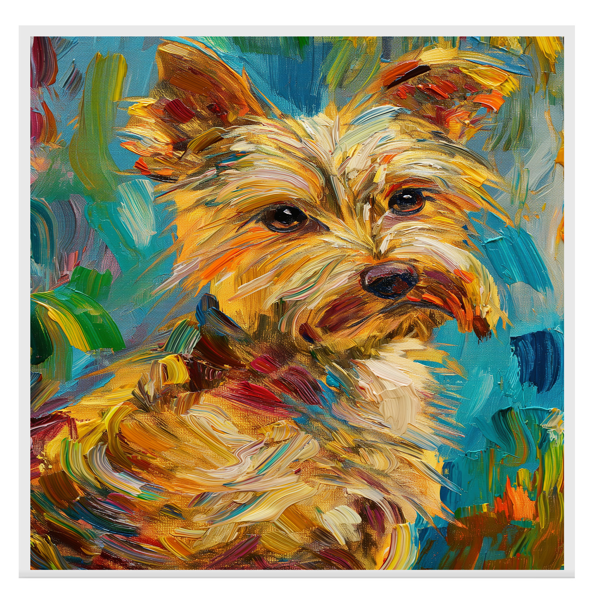 Impresión artística de perro estilo Van Gogh Yorkie perro plano laminado, enmarcado o envuelto lienzo - Imagen 16 de 19
