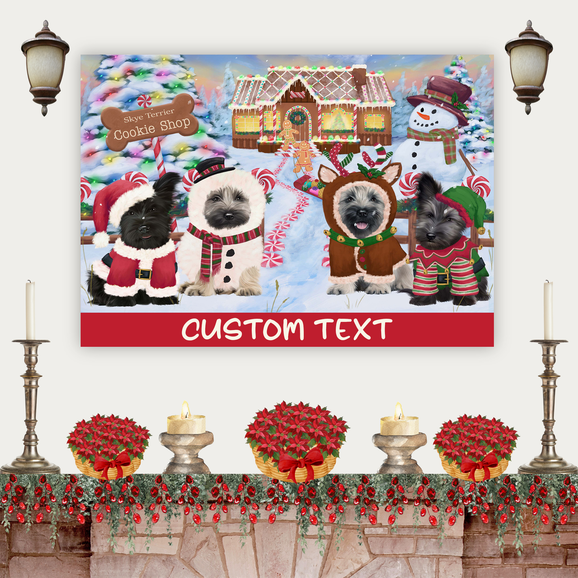 Skye Terrier Dog Canvas .75″ Personalized Digital Painting Christmas NWT