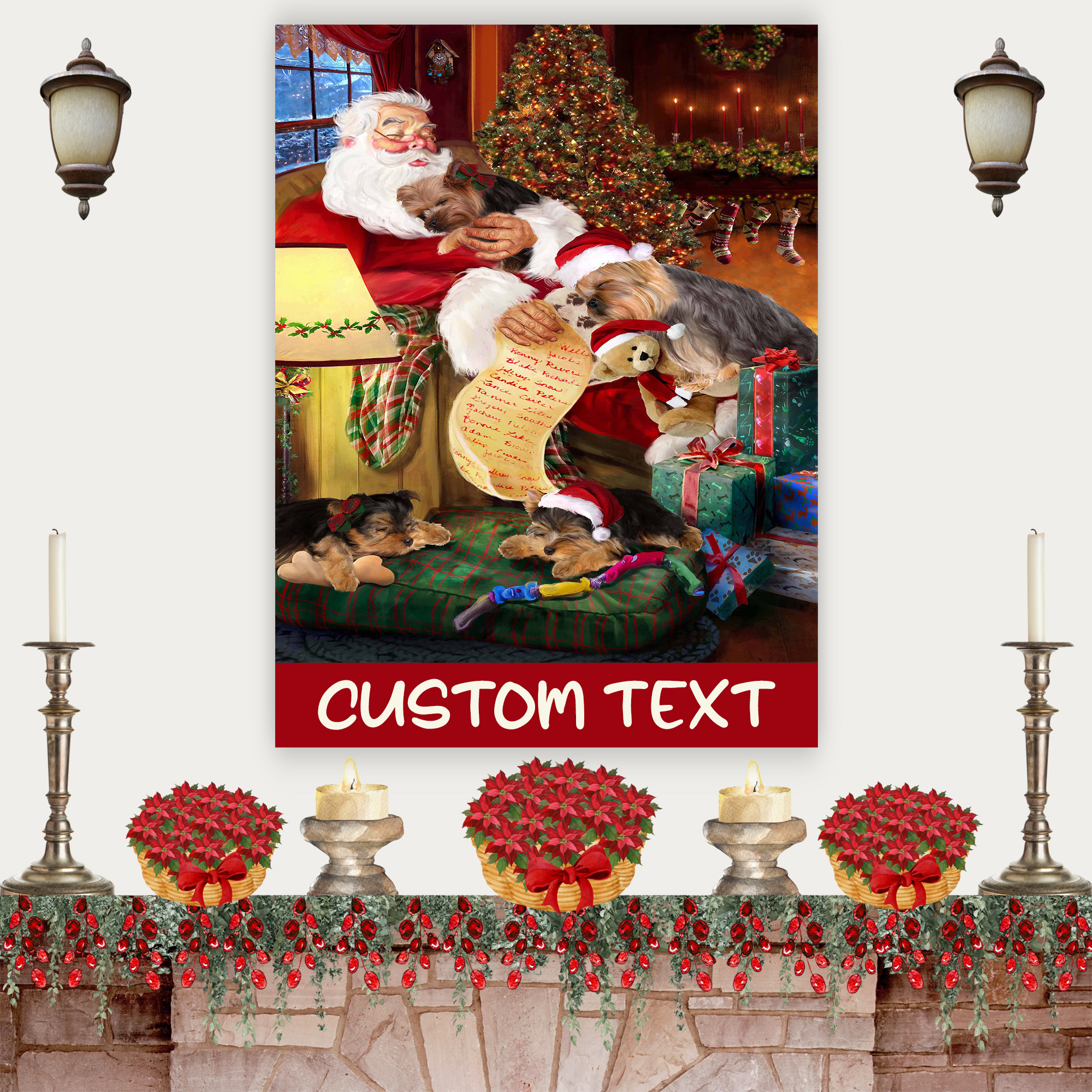 Yorkshire Terrier Dog Canvas .75″ Personalized Digital Painting Christmas NWT