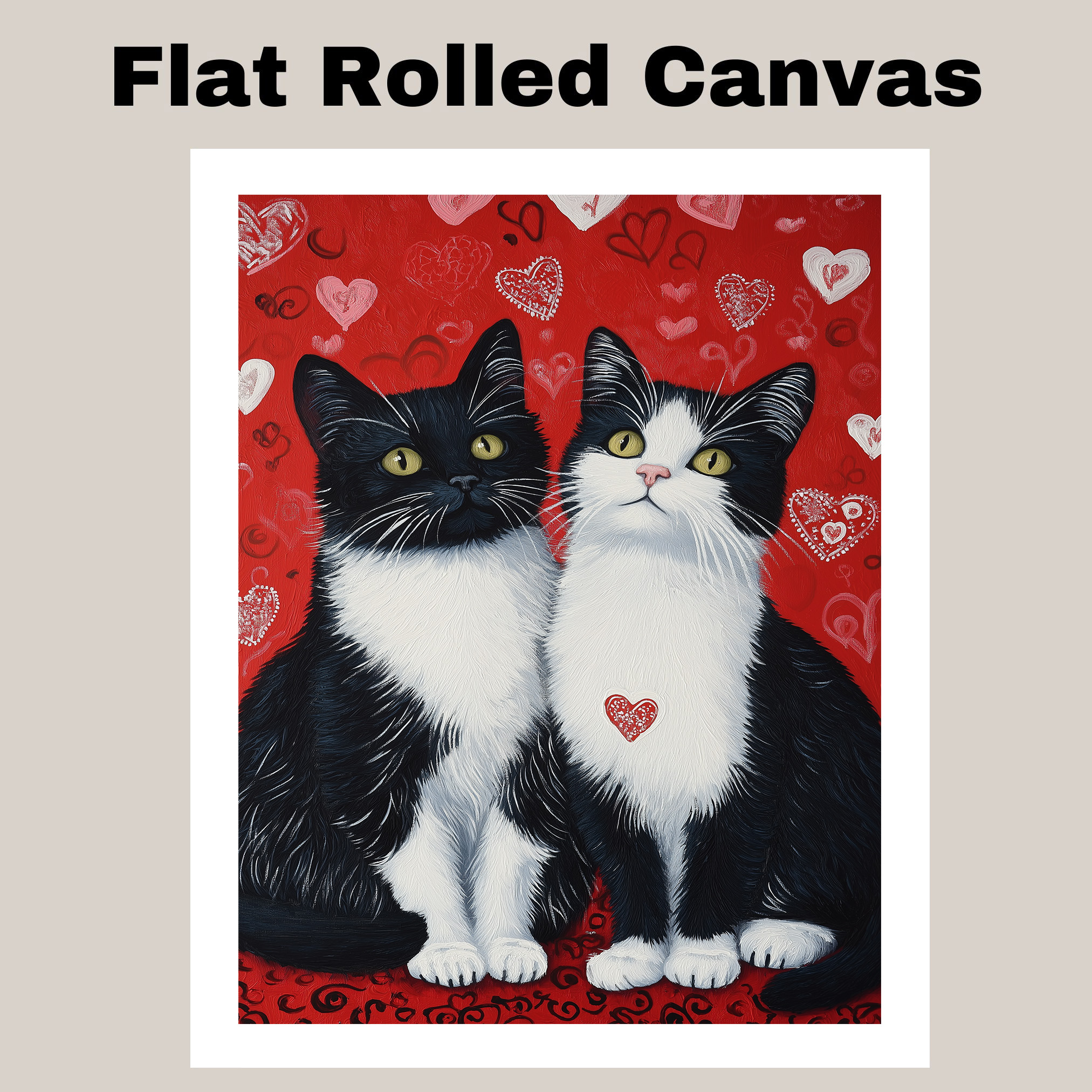 Texudo Cats in Nurse Uniform Art Flat Rolled, Framed or Wrapped Canvas