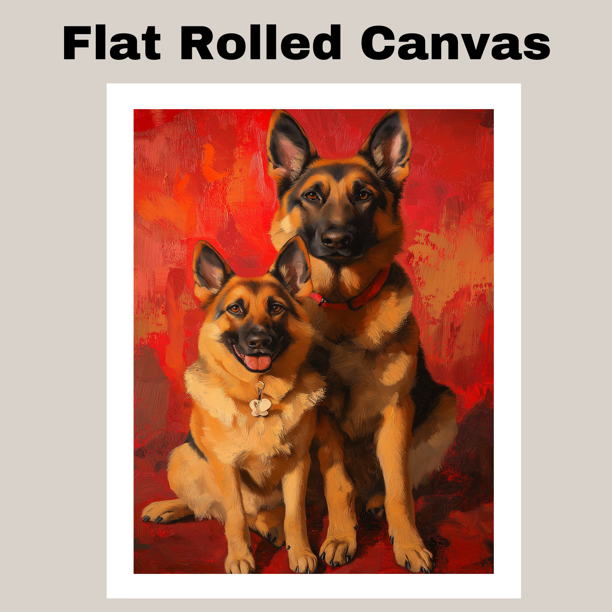 German Shepherd Dog Couple Wall Art Flat Rolled, Framed or Wrapped Canvas