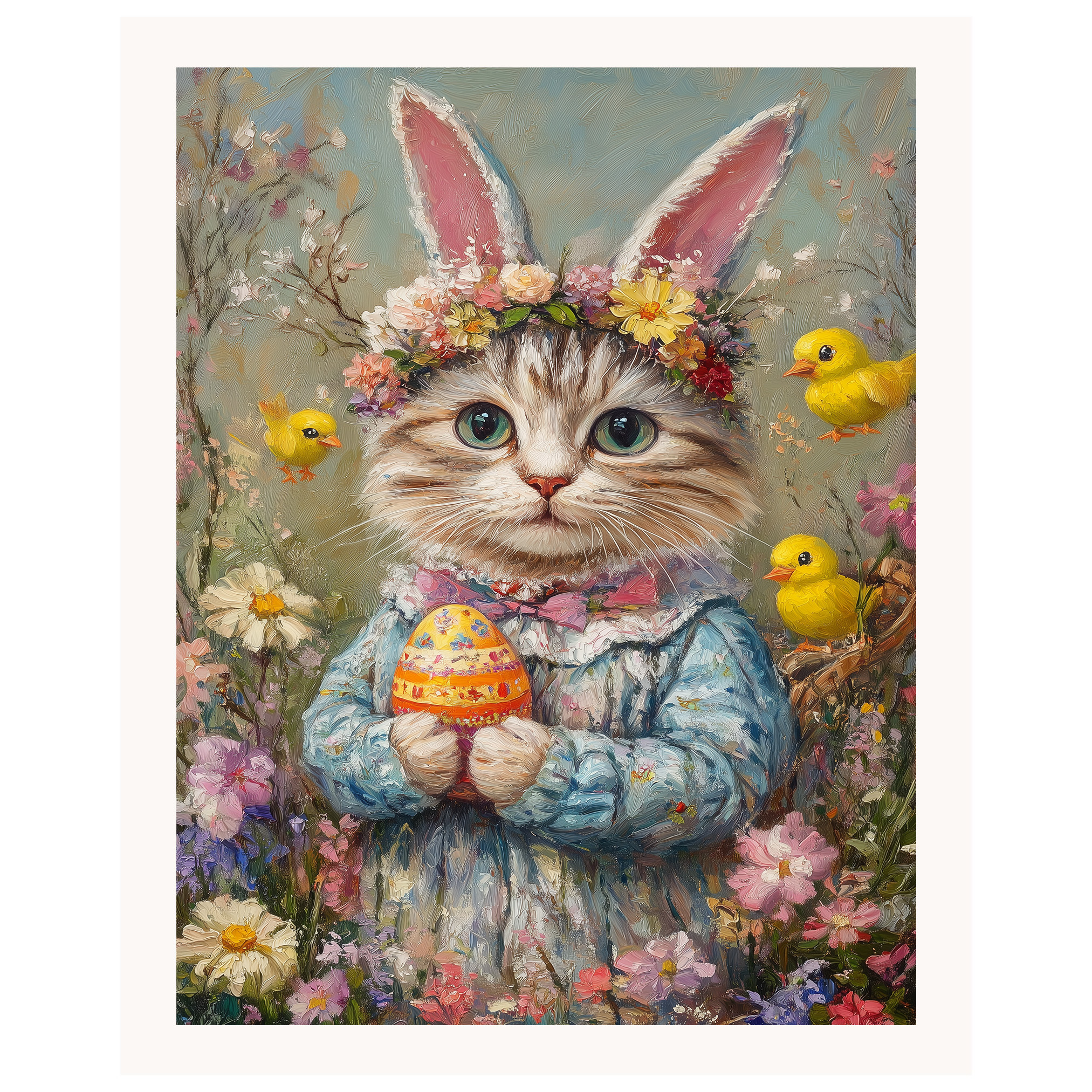 Pastel Paws: Stylish Cat Flat Rolled, Framed or Wrapped Canvas - Picture 8 of 9