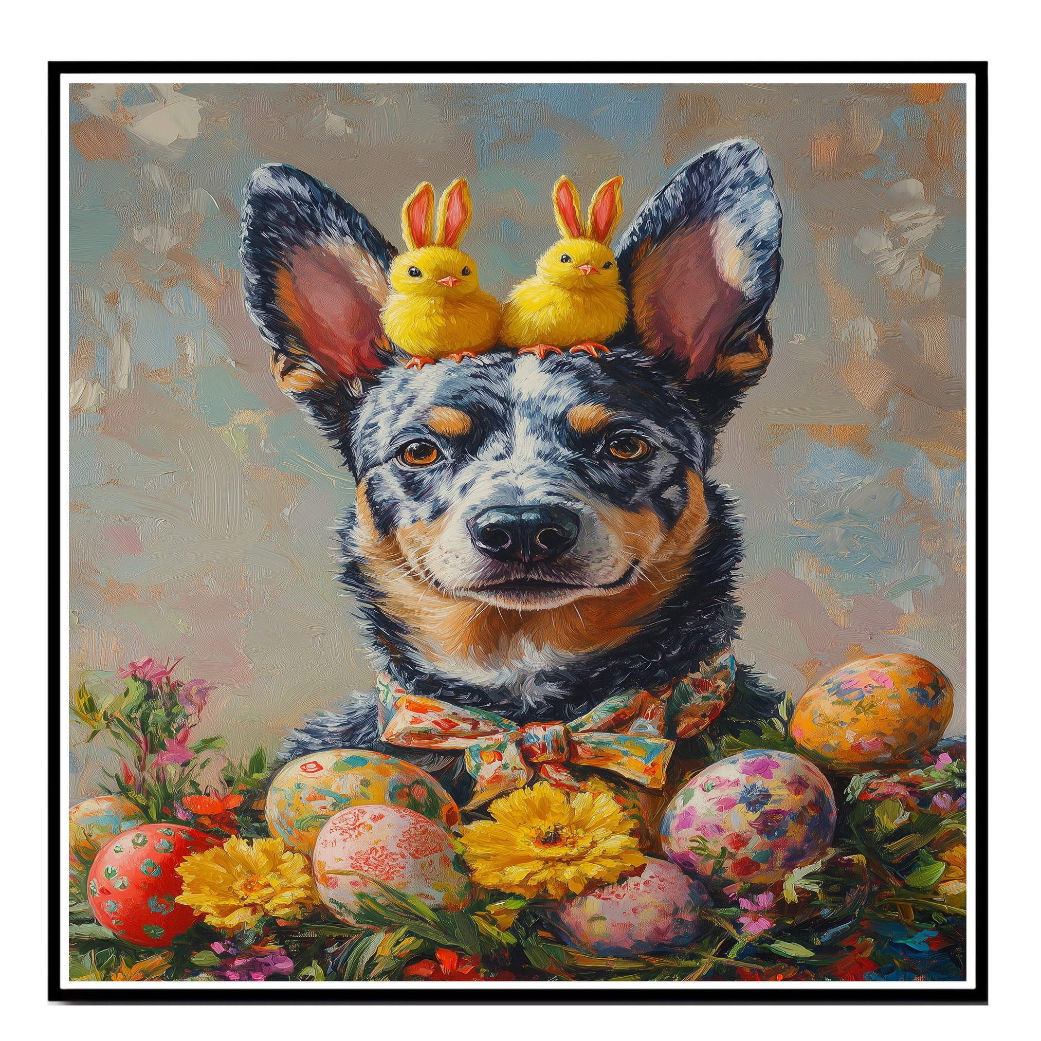Springtime Spirit: Blue Heeler Flat Rolled, Framed or Wrapped Canvas