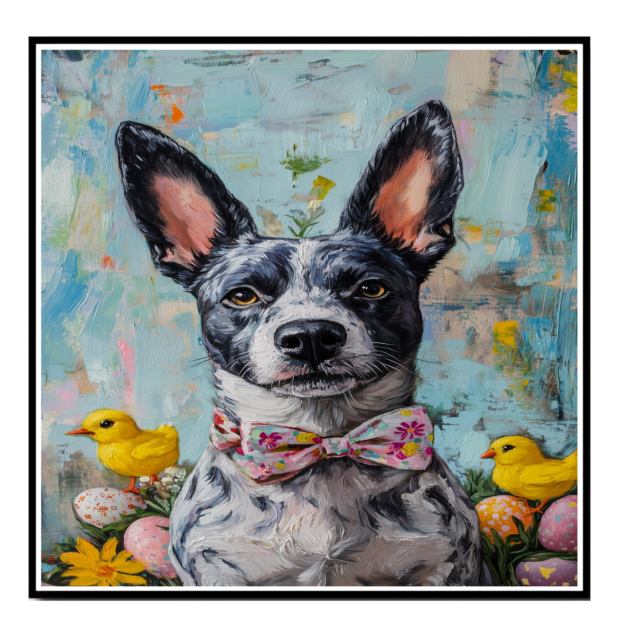 Blue Heeler Dressed in Holiday Outfit Flat Rolled, Framed or Wrapped Canvas