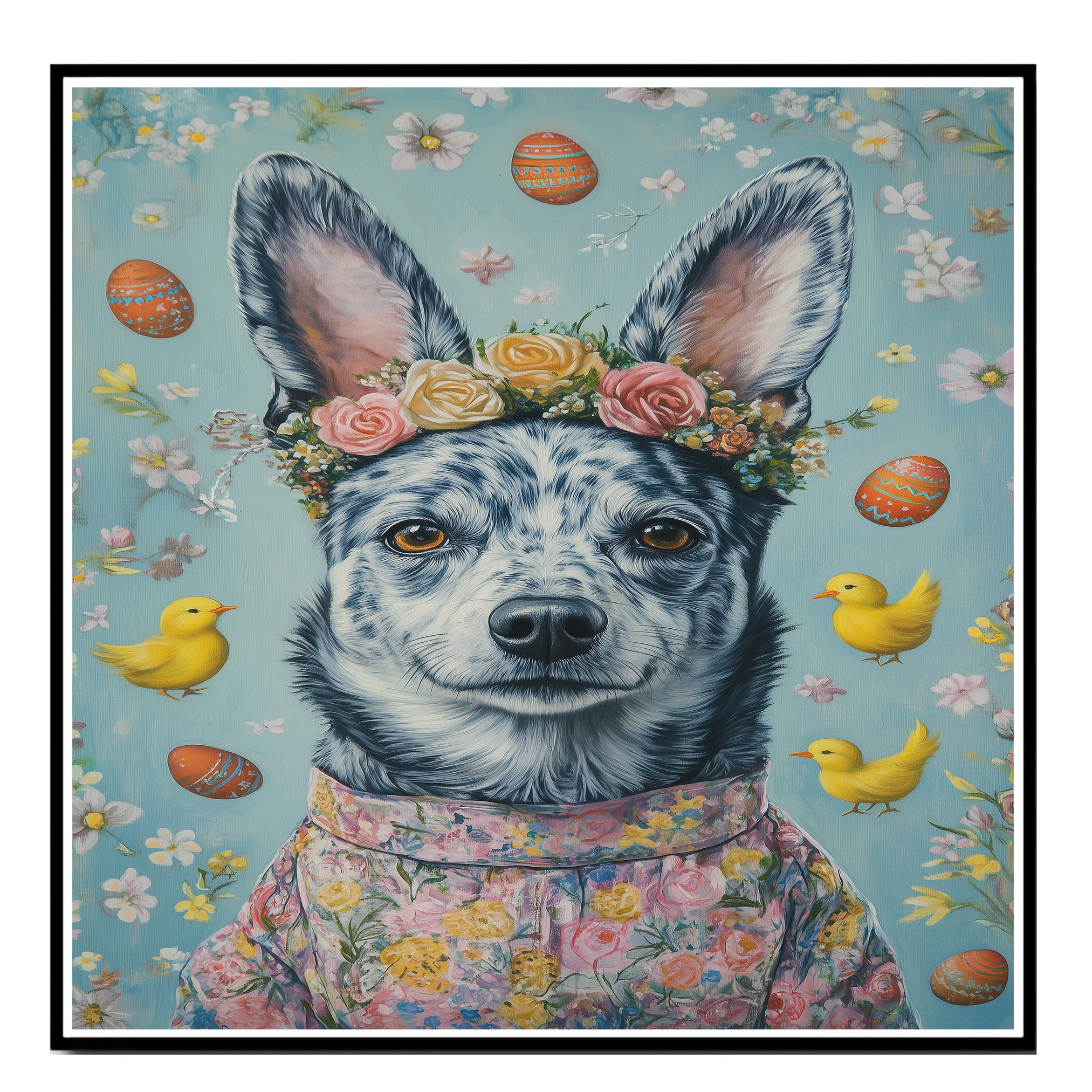 Festive Paws: Blue Heeler Flat Rolled, Framed or Wrapped Canvas