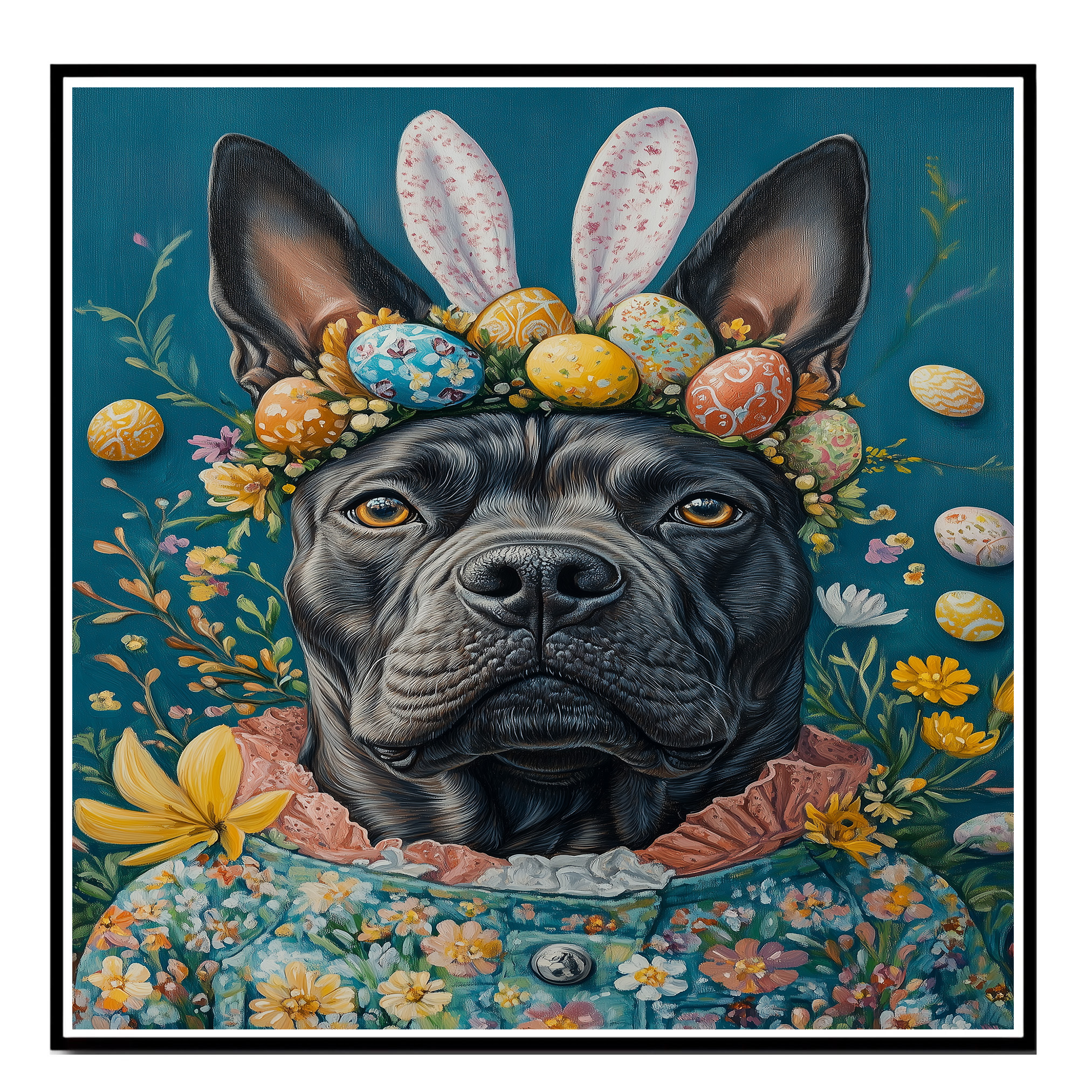 Easter Bliss: Cane Corso Dog Flat Rolled, Framed or Wrapped Canvas