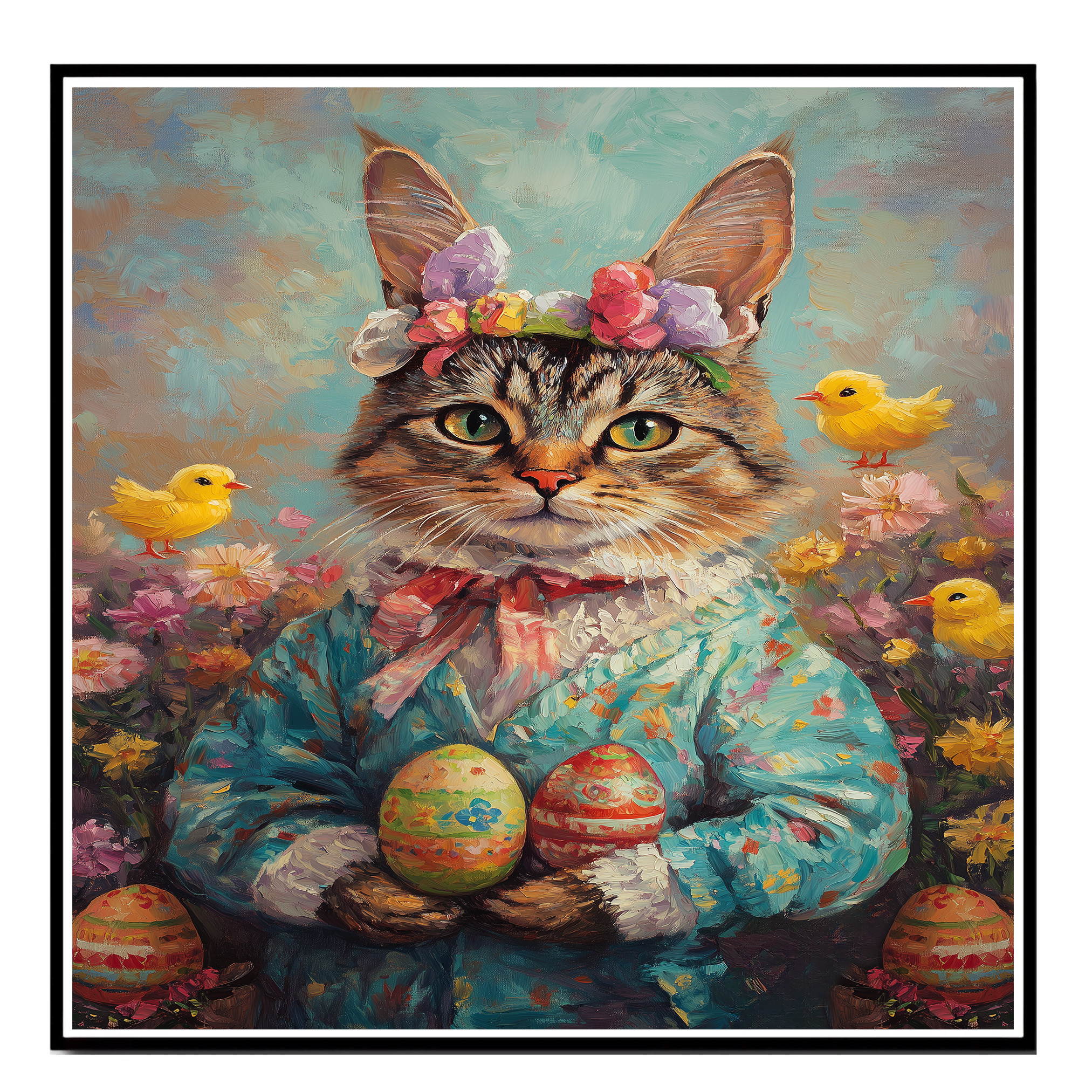 Cat Posing in a Festive Holiday Look Flat Rolled, Framed or Wrapped Canvas