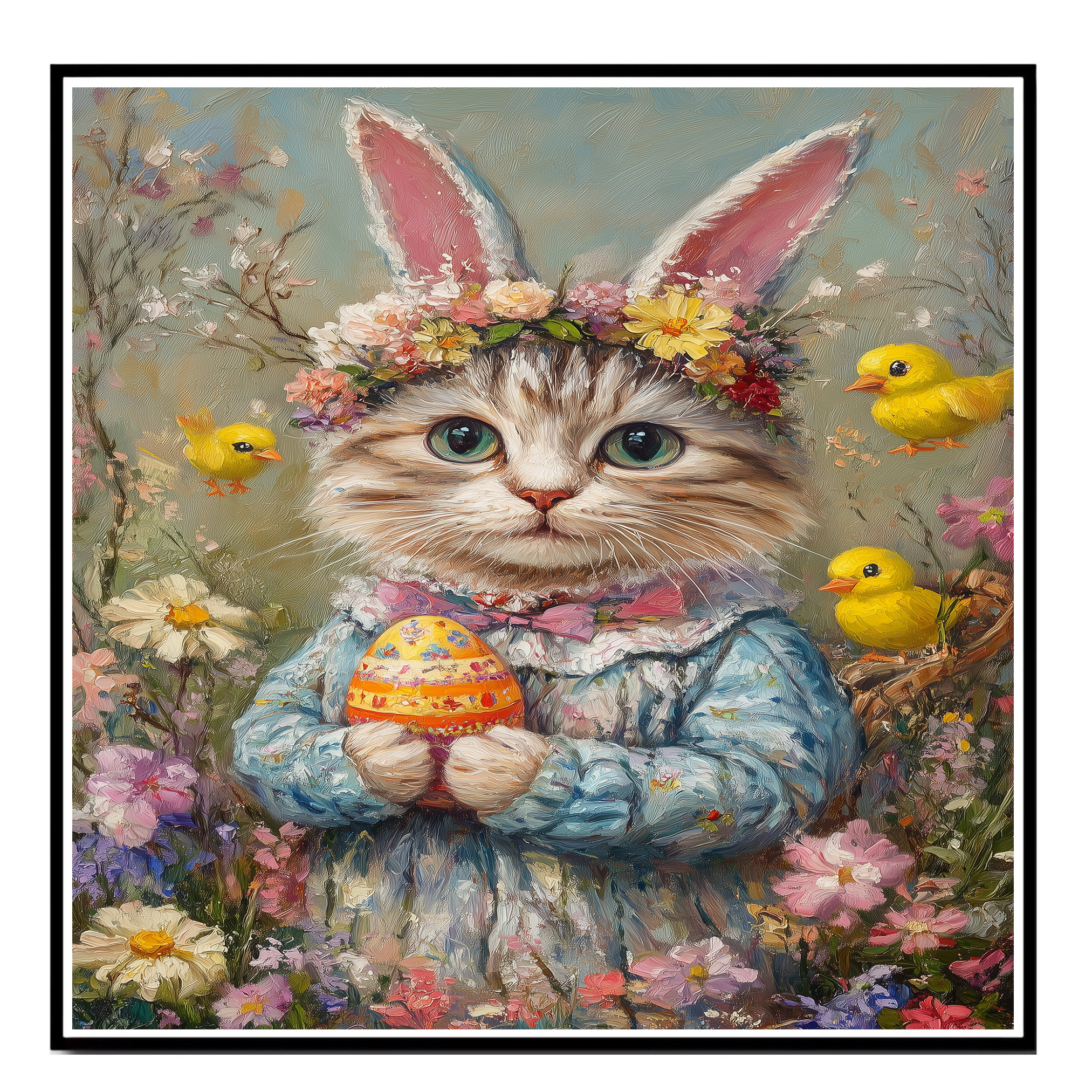 Pastel Paws: Stylish Cat Flat Rolled, Framed or Wrapped Canvas - Picture 5 of 9