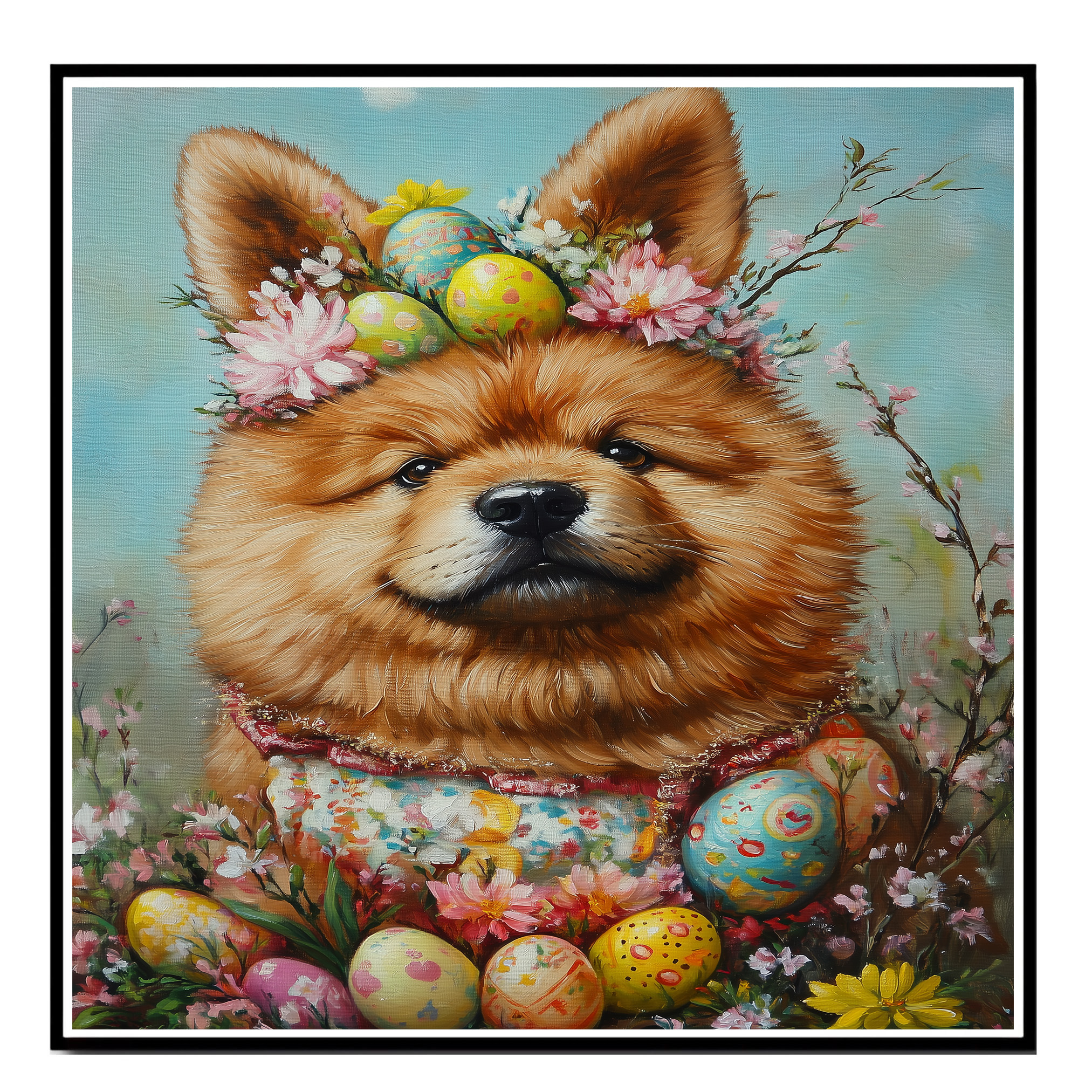 Easter Chow Chow Art on Flat Rolled, Framed or Wrapped Canvas