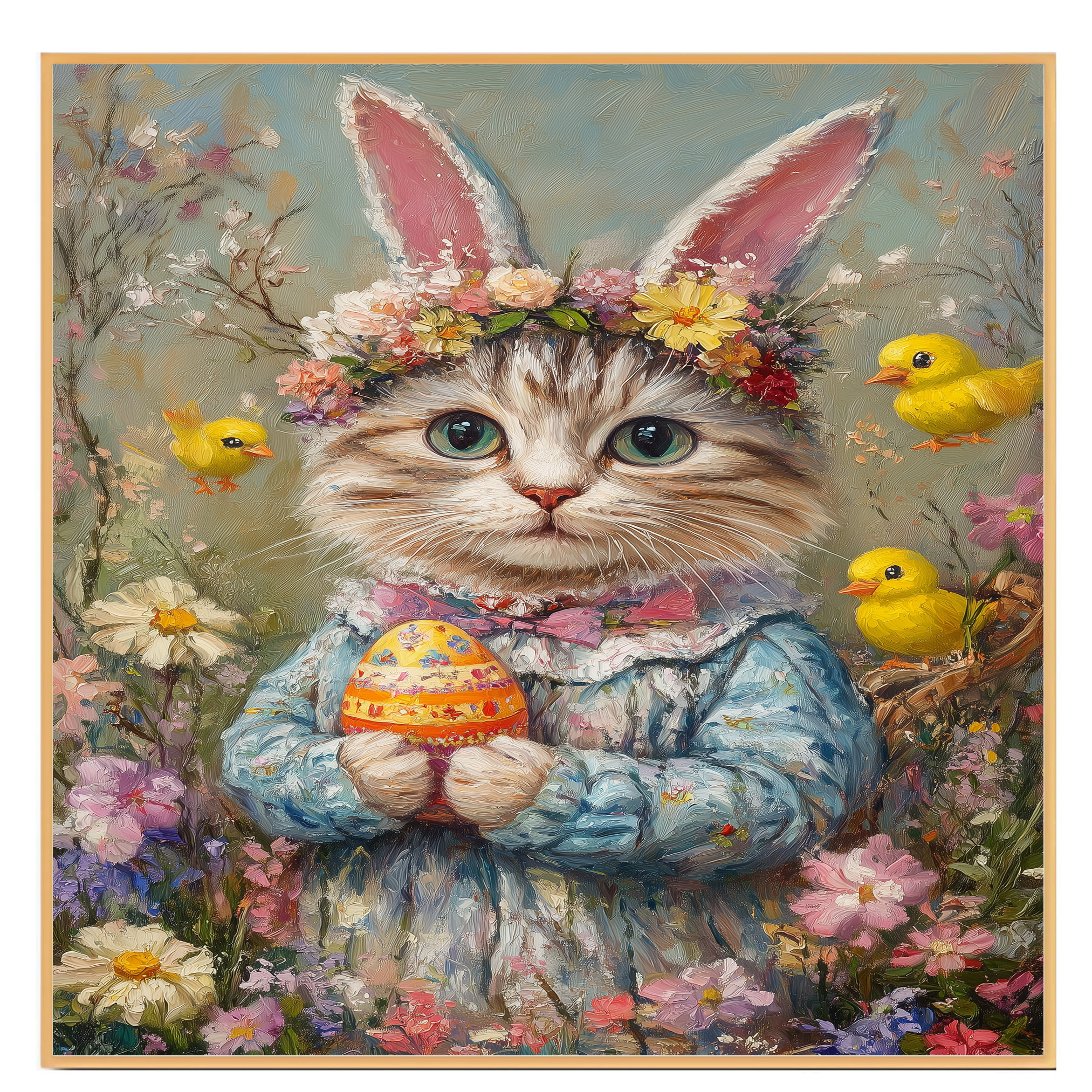 Pastel Paws: Stylish Cat Flat Rolled, Framed or Wrapped Canvas - Picture 7 of 9