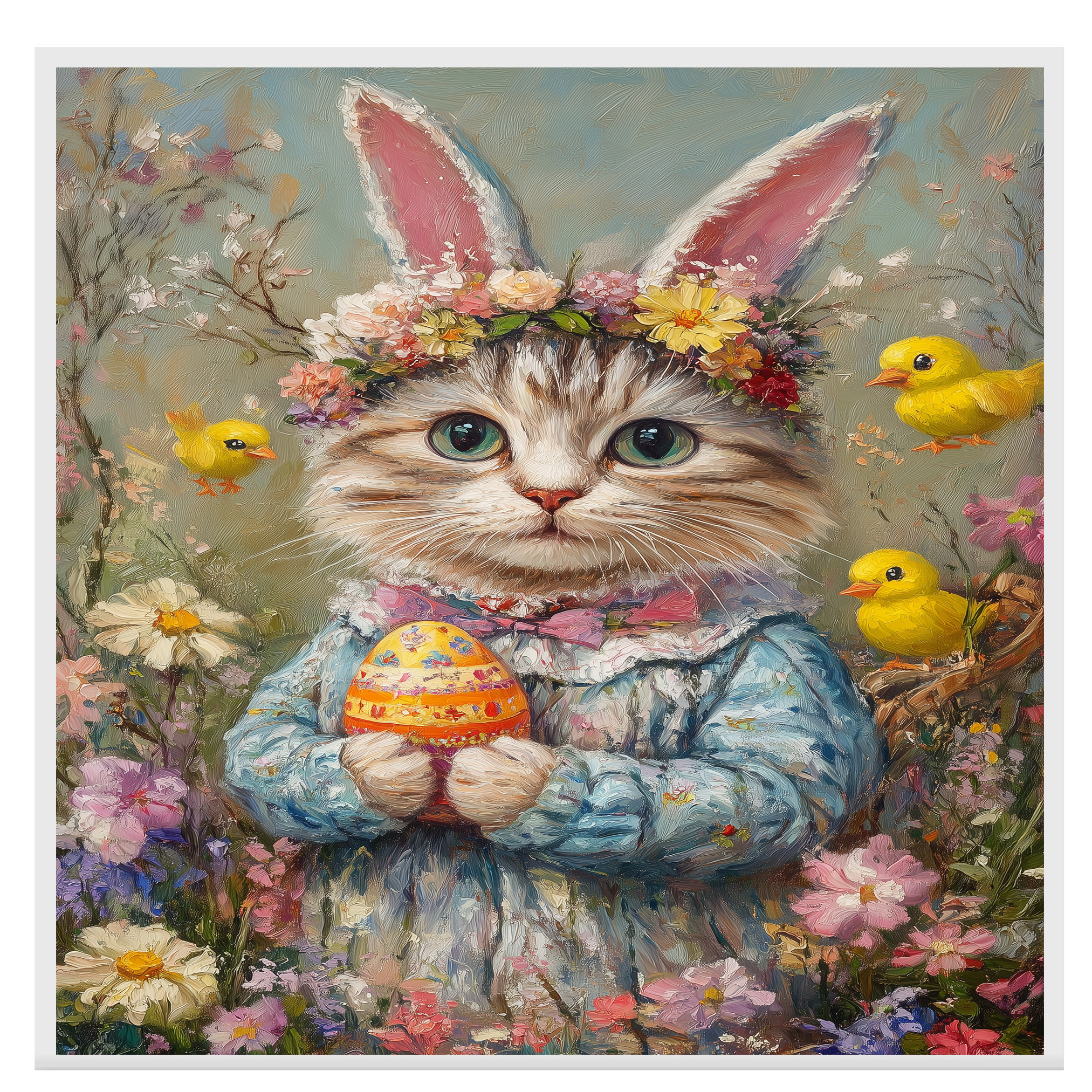 Pastel Paws: Stylish Cat Flat Rolled, Framed or Wrapped Canvas - Picture 6 of 9