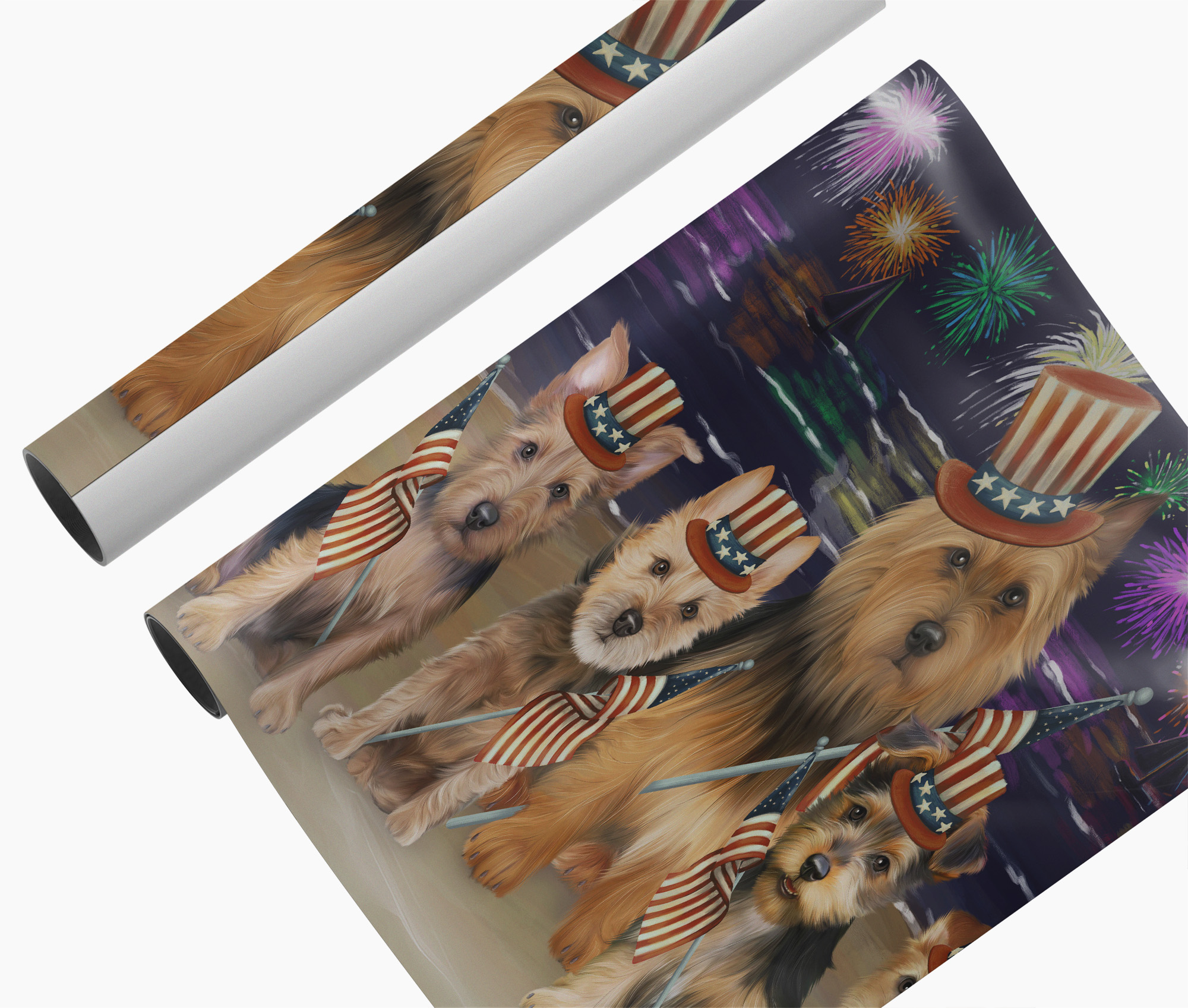 Australian Terrier Dog Patriotic Home Decor Canvas Prints 4th July Gift for Moms