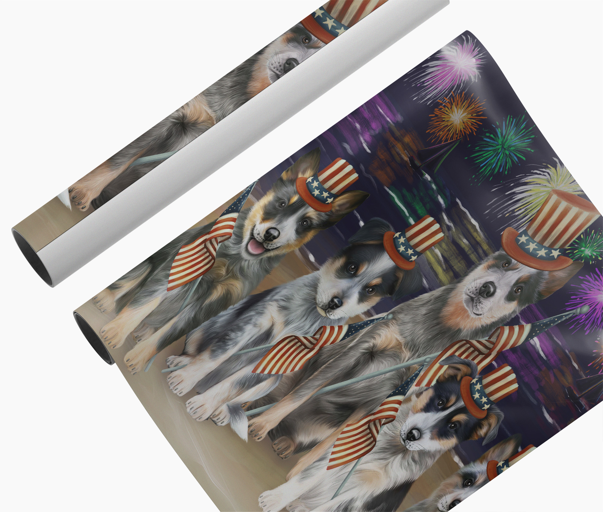 Blue Heeler Dogs 4th of July Wall Decor Canvas Patriotic American Flag for Home