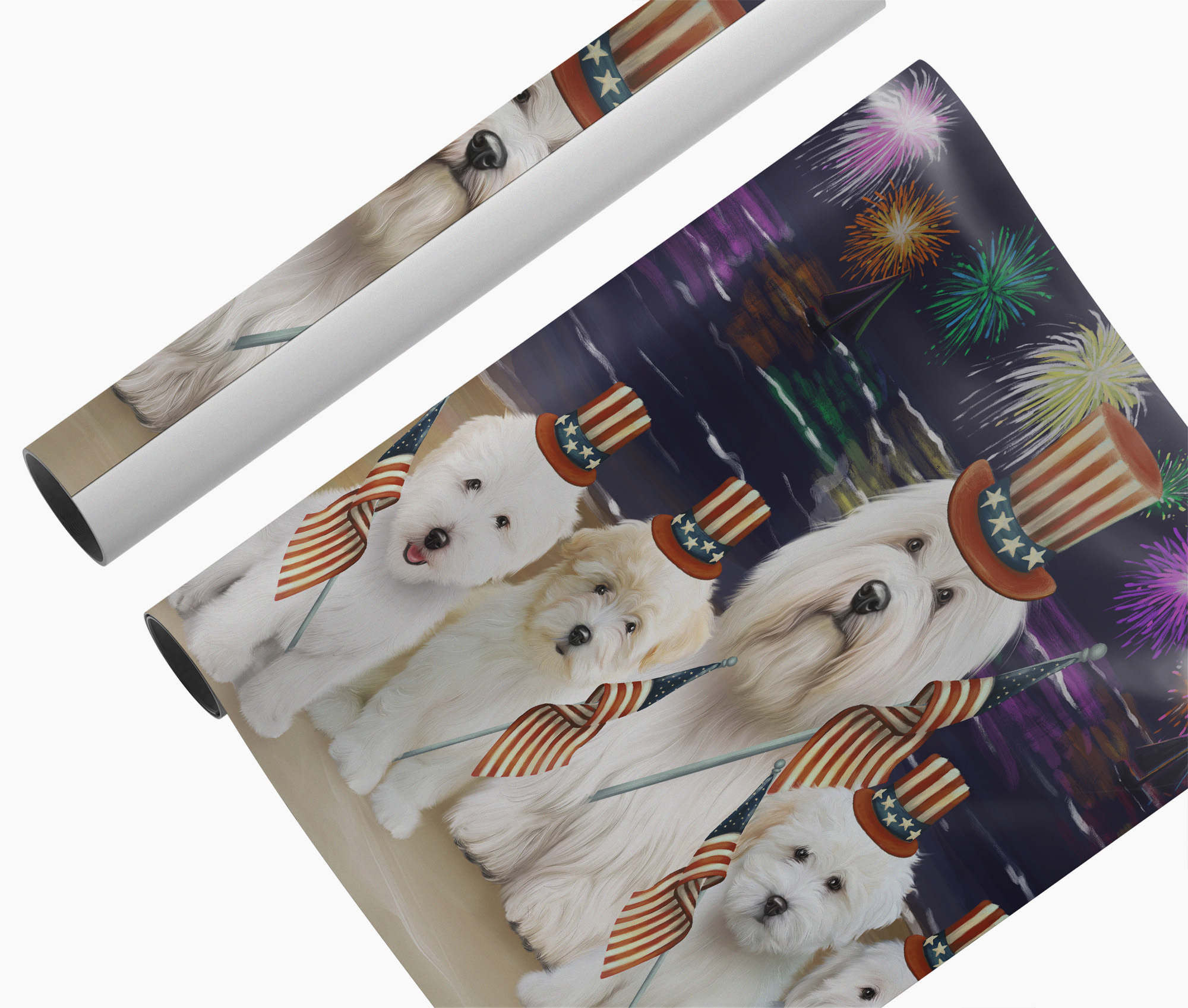 Coton De Tulear Dogs 4th of July Wall Art Canvas Patriotic American Flag Décor