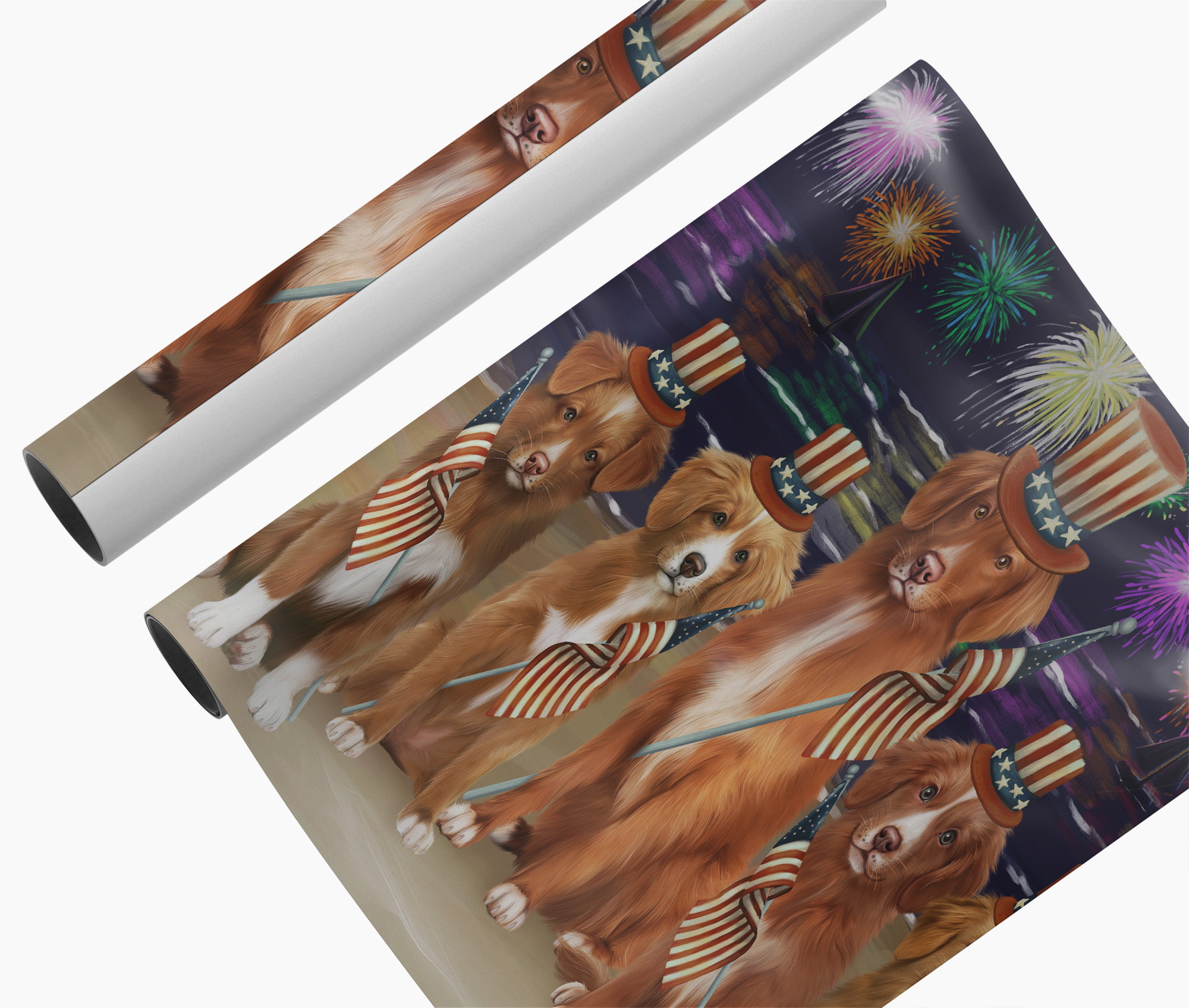 Nova Scotia Duck Tolling Retriever Dogs Canvas 4th July Wall Art for Bedroom