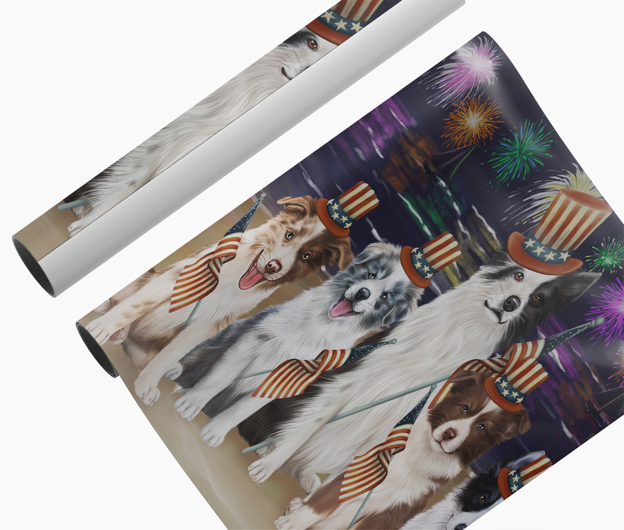 Border Collie Dog 4th of July Patriotic Wall Decor Canvas for Living Room