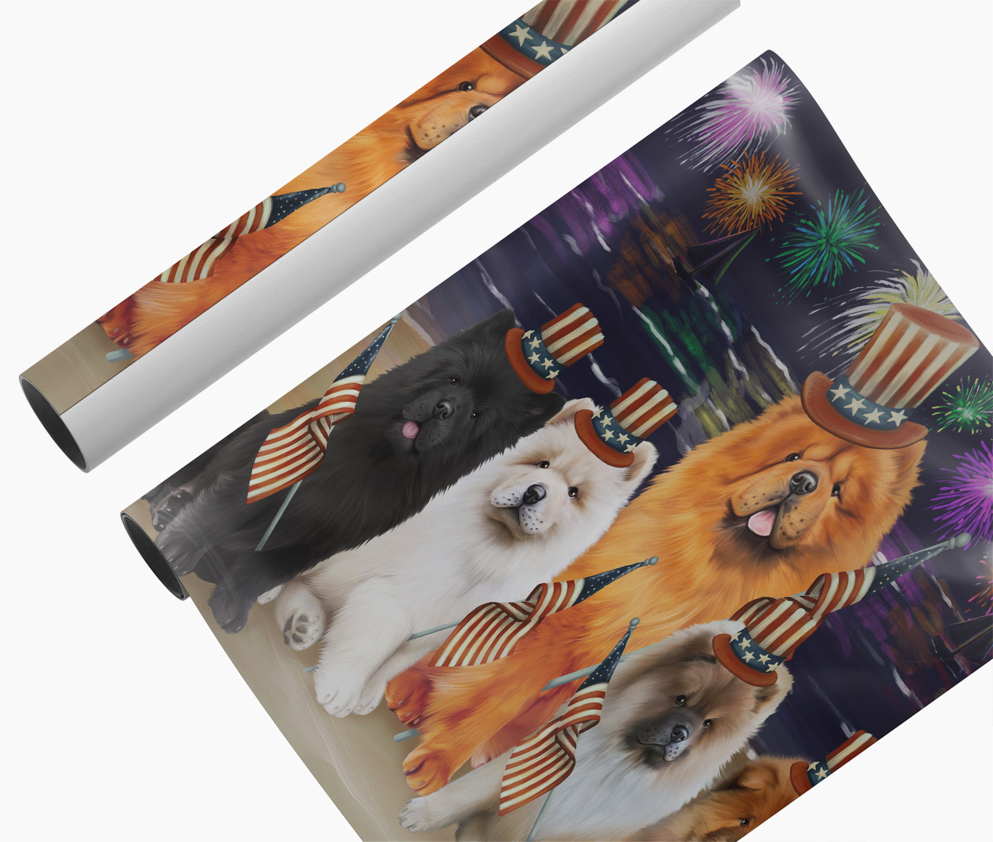 Chow Chow Dog Patriotic Canvas Wall Art 4th July Decoration Gifts for Bedroom
