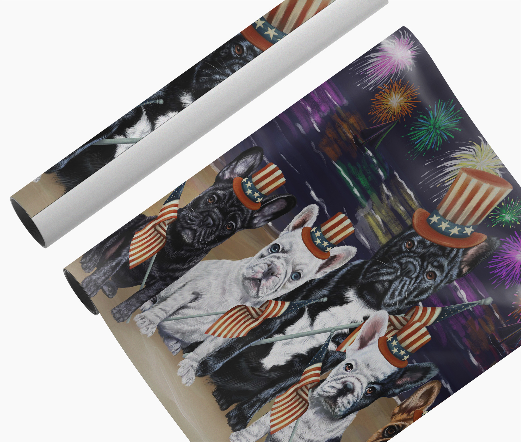 French Bulldogs 4th of July Wall Art Canvas Patriotic American Flag Décor Gifts