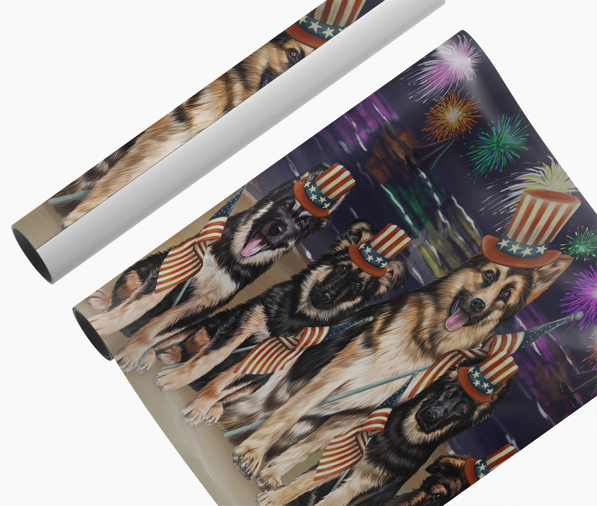 German Shepherd Dogs Independence Day USA Wall Décor for 4th of July Canvas