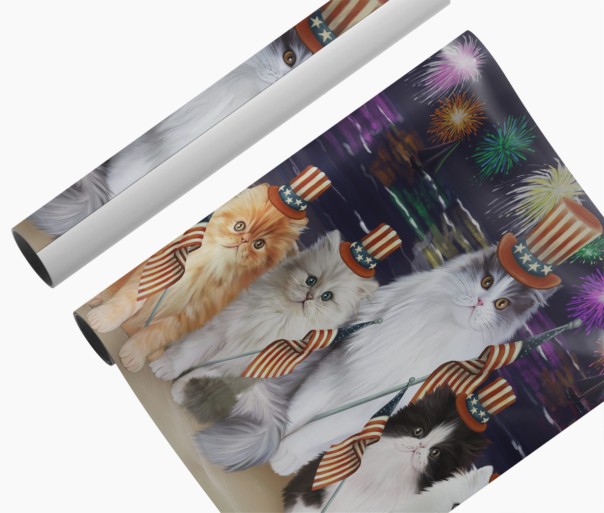 Persian Cats Patriotic Flag Canvas Wall Art 4th of July Independence Day Gifts