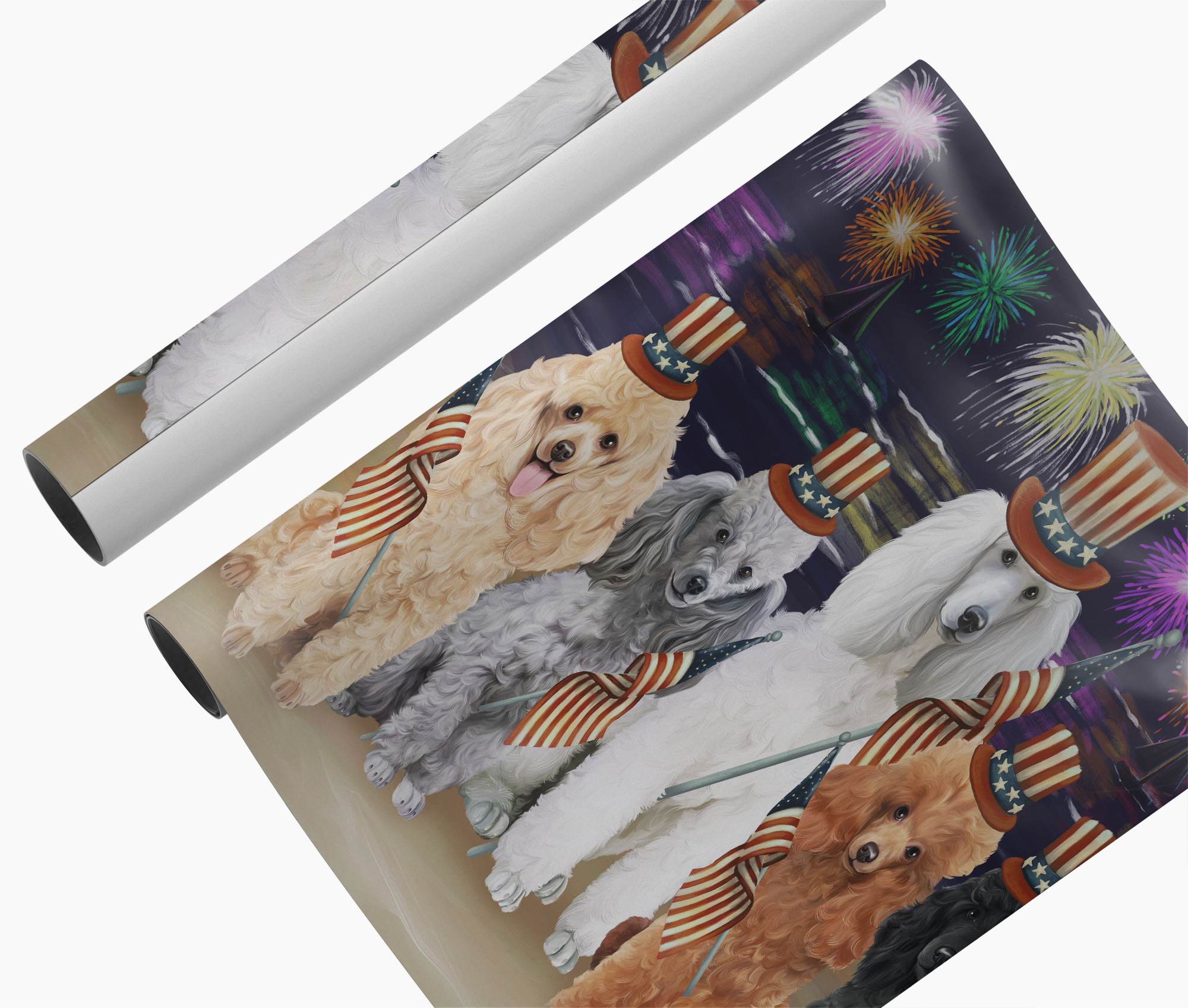 Poodle Dog Patriotic USA Flag Canvas Wall Art 4th of July Independence Day Gifts