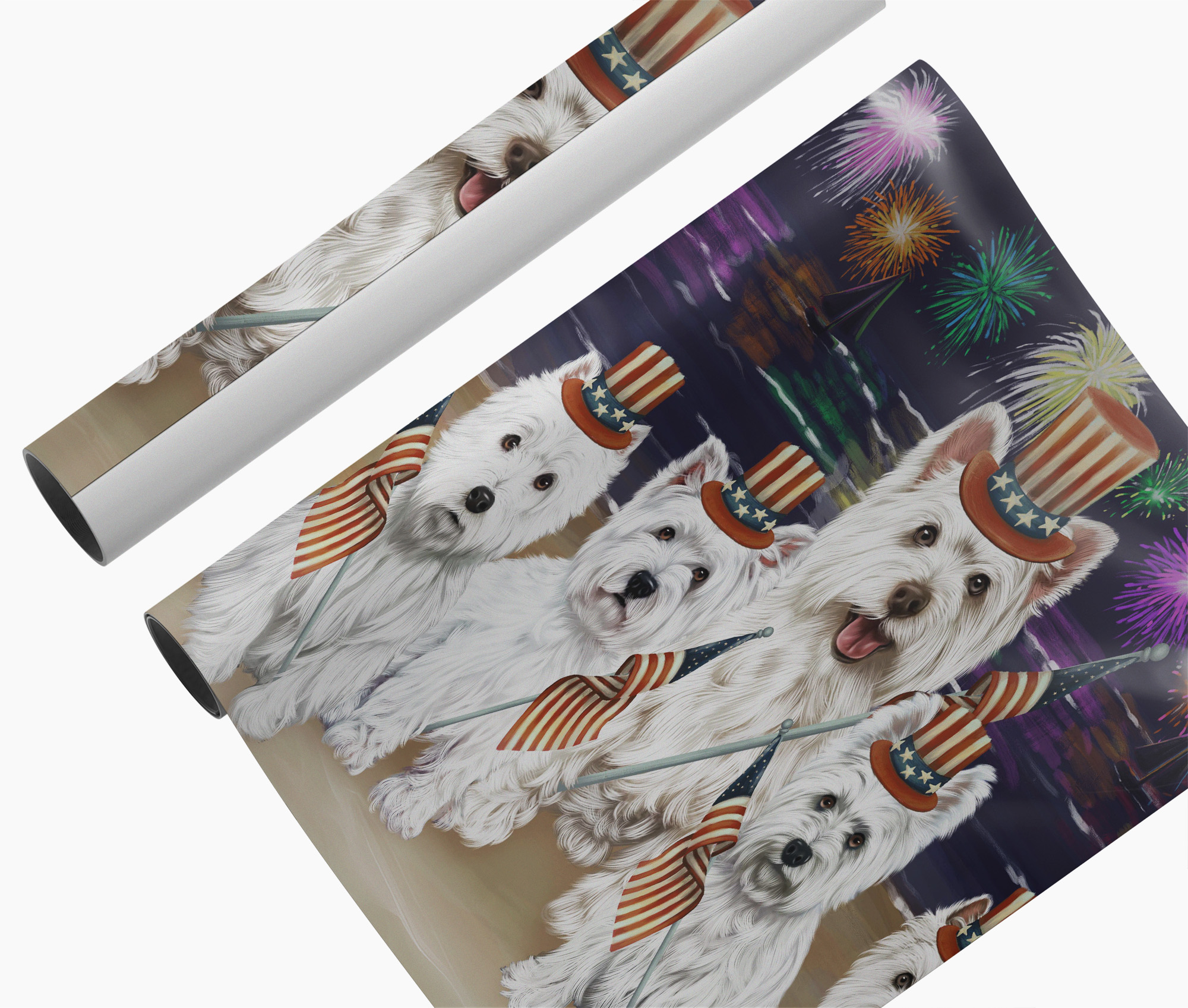 West Highland Terrier Dogs 4th of July Canvas Wall Art Patriotic Home Decoration