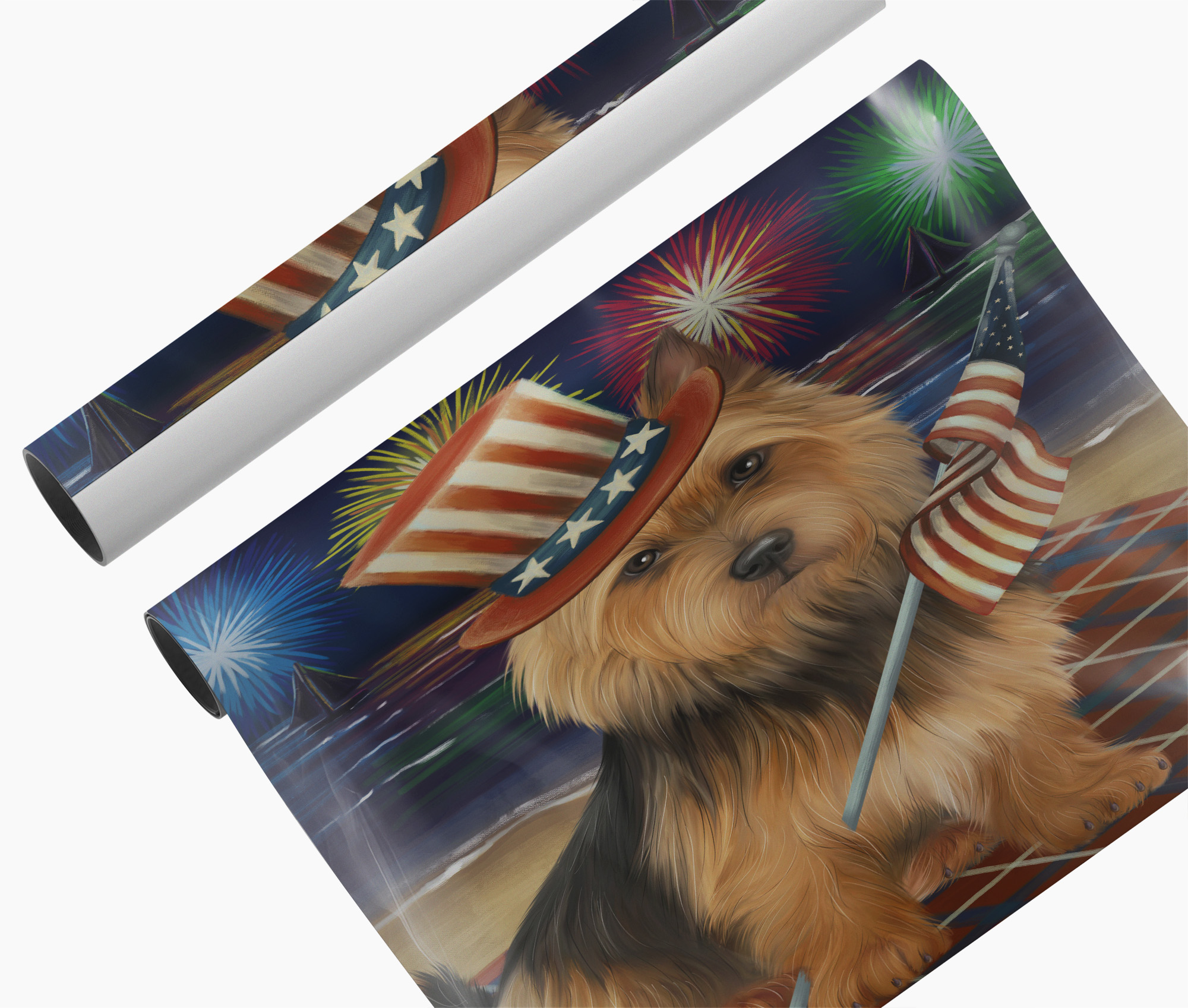 4th of July Fireworks Australian Terrier Canvas Gift Patriotic Dog Wall Décor