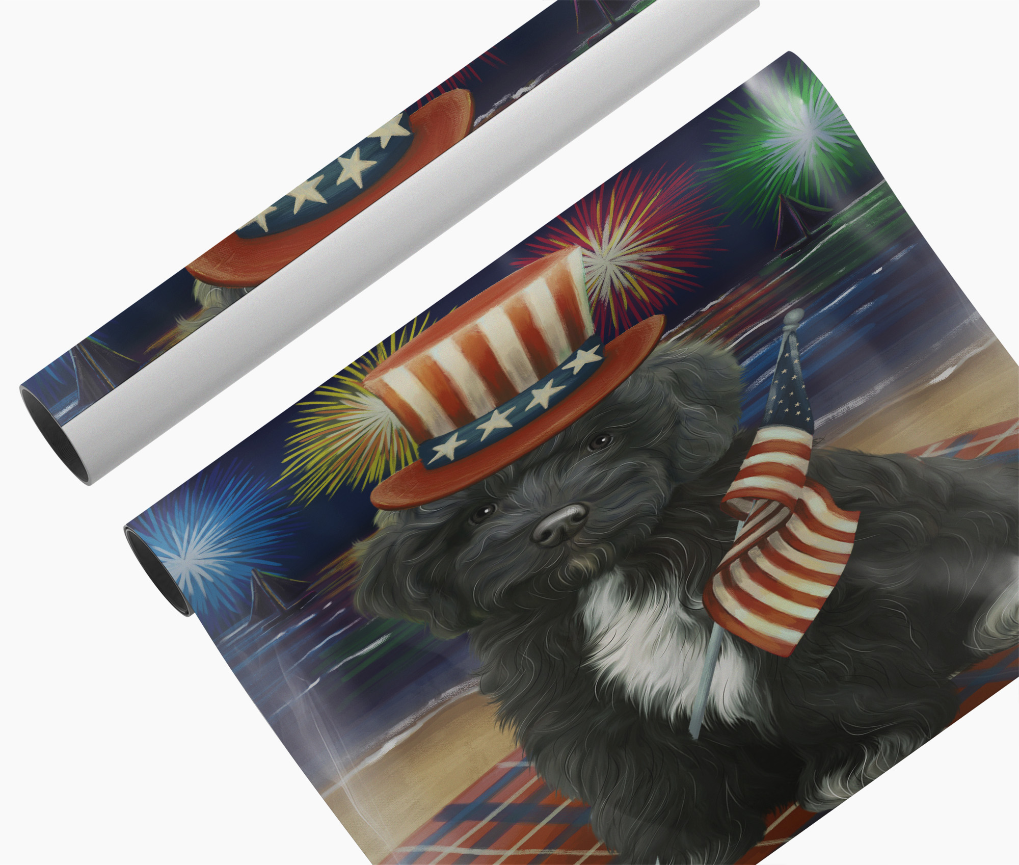 4th of July Fireworks Cockapoo Dog Canvas Print Patriotic Wall Art Gifts for Mom