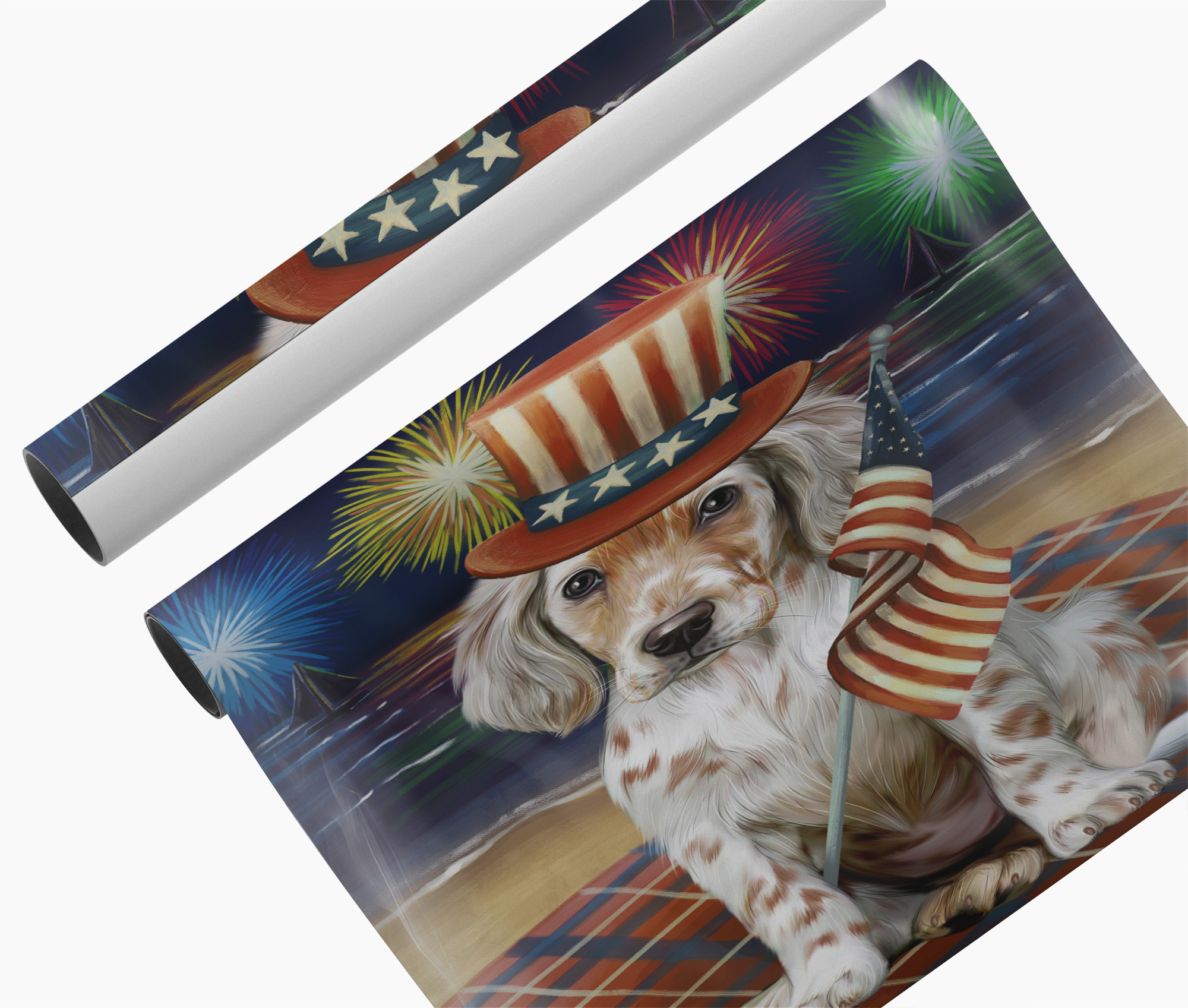 4th of July Fireworks English Setter Dog Wall Art Canvas USA Holiday Home Décor