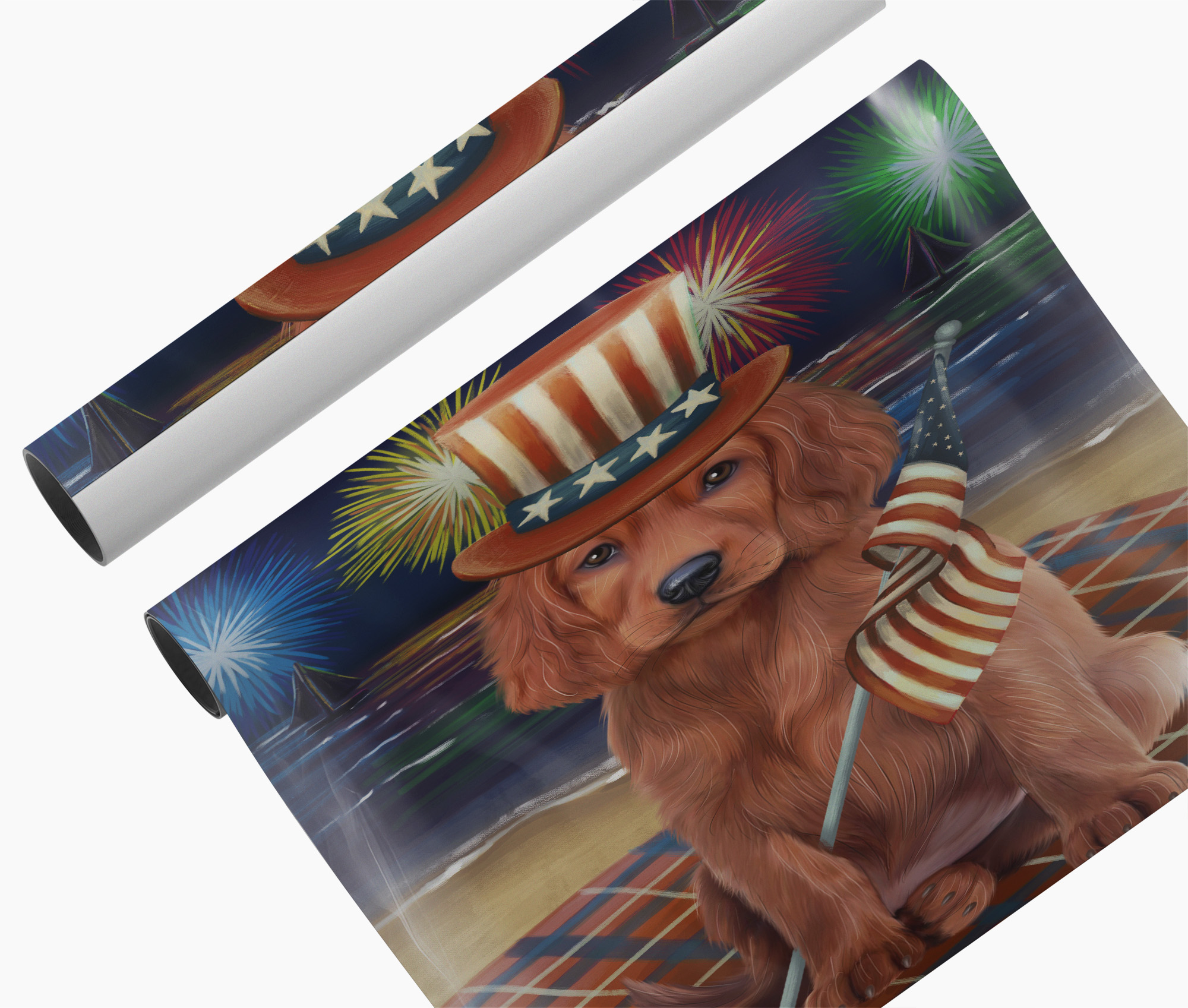 4th of July Fireworks Irish Red Setter Mom Wall Art Canvas Patriotic Dog Décor