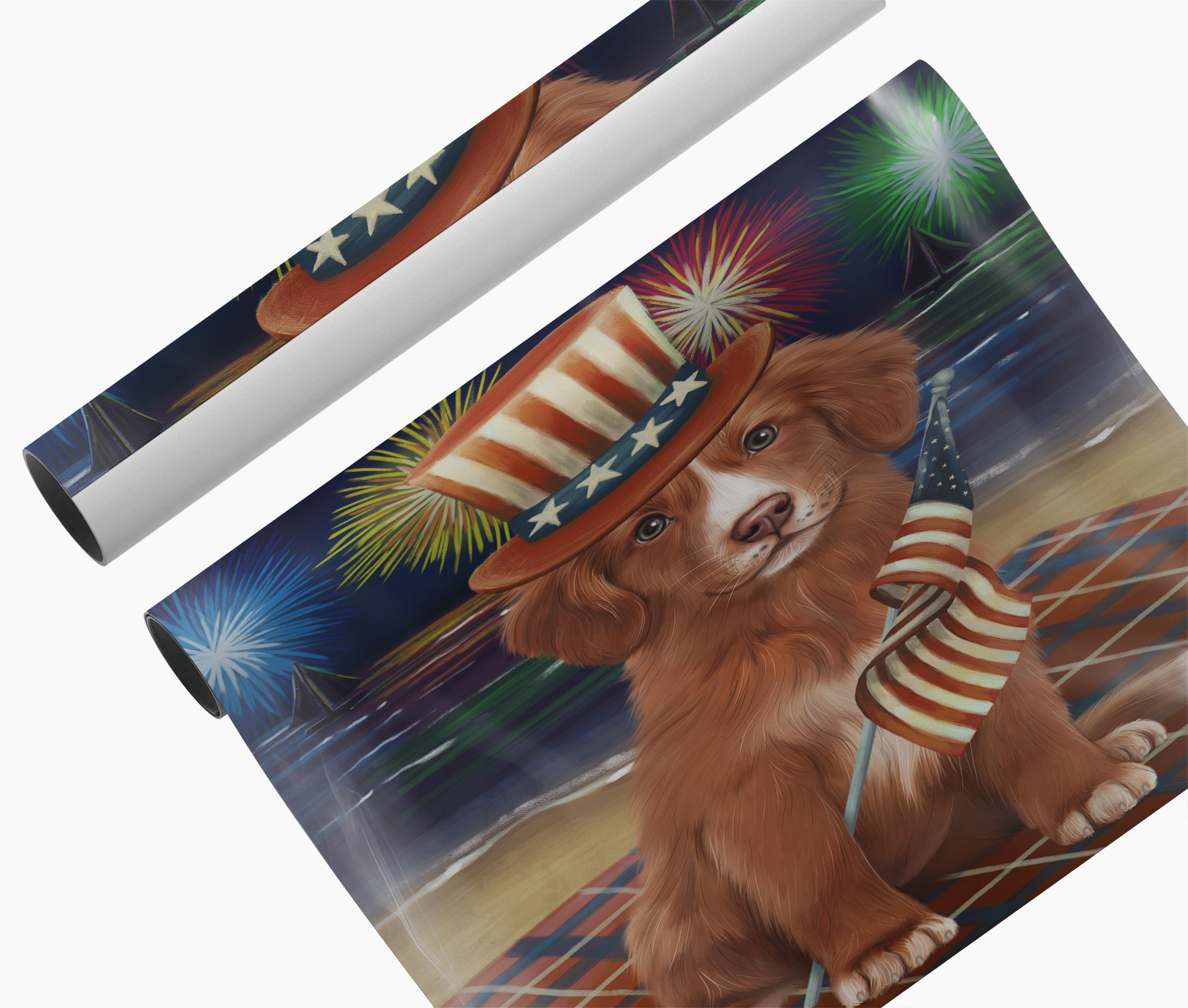4th of July Fireworks Nova Scotia Duck Tolling Retriever Dog Canvas for Bedroom