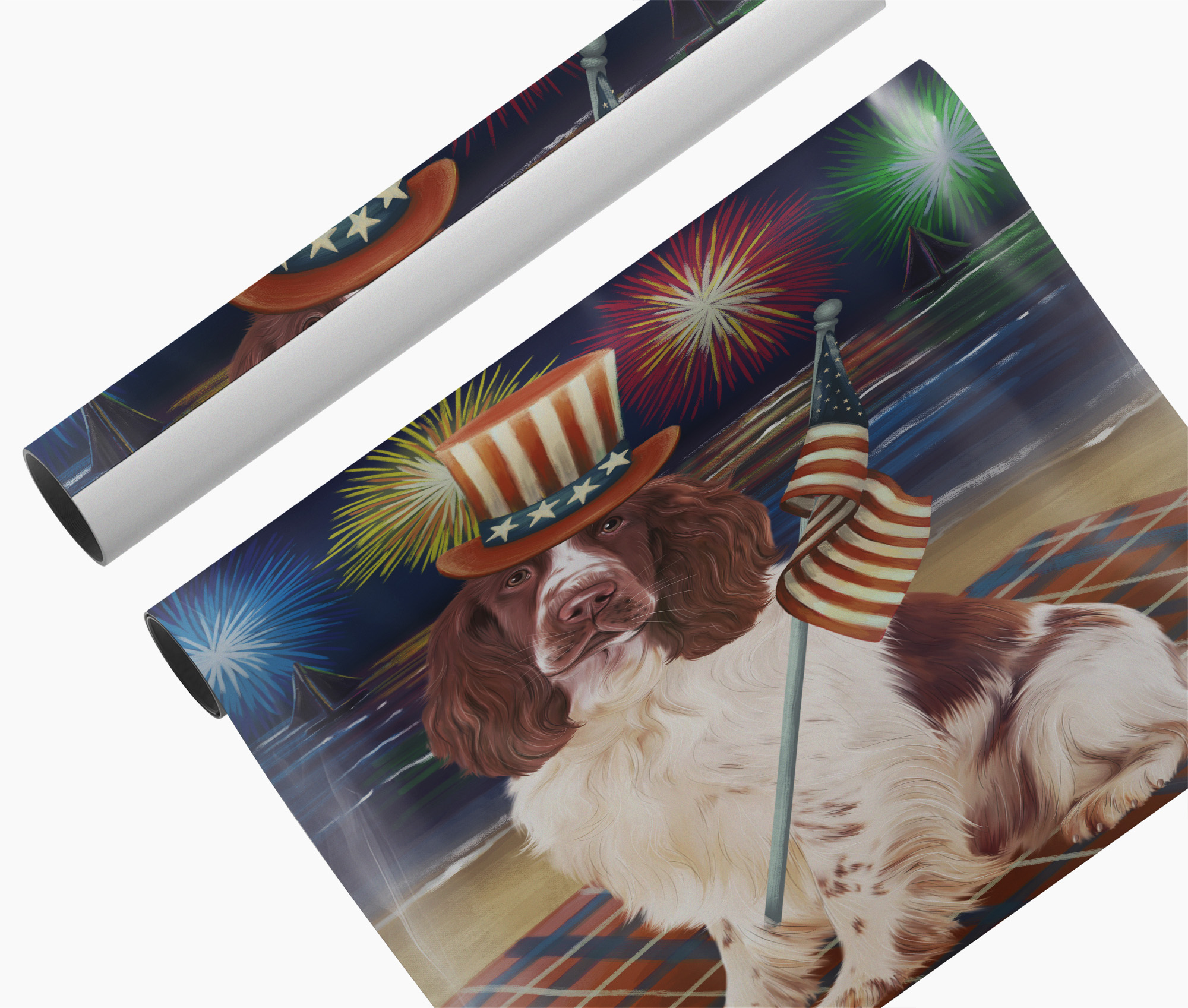 4th July Springer Spaniel Dog Canvas Print Patriotic Fireworks Wall Decoration
