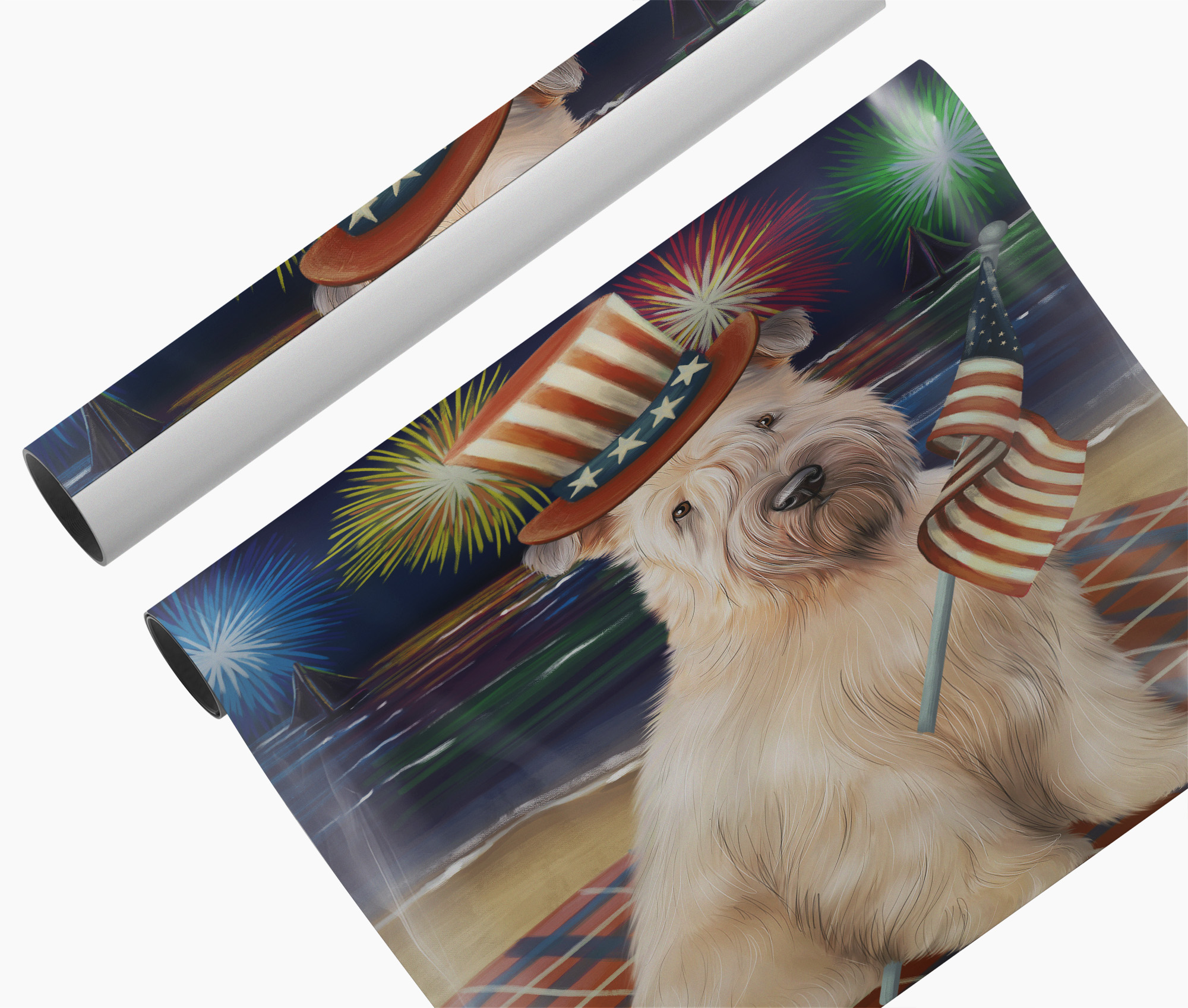 4th July Fireworks Wheaten Terrier Canvas Wall Art Patriotic Dog Mom Home Décor
