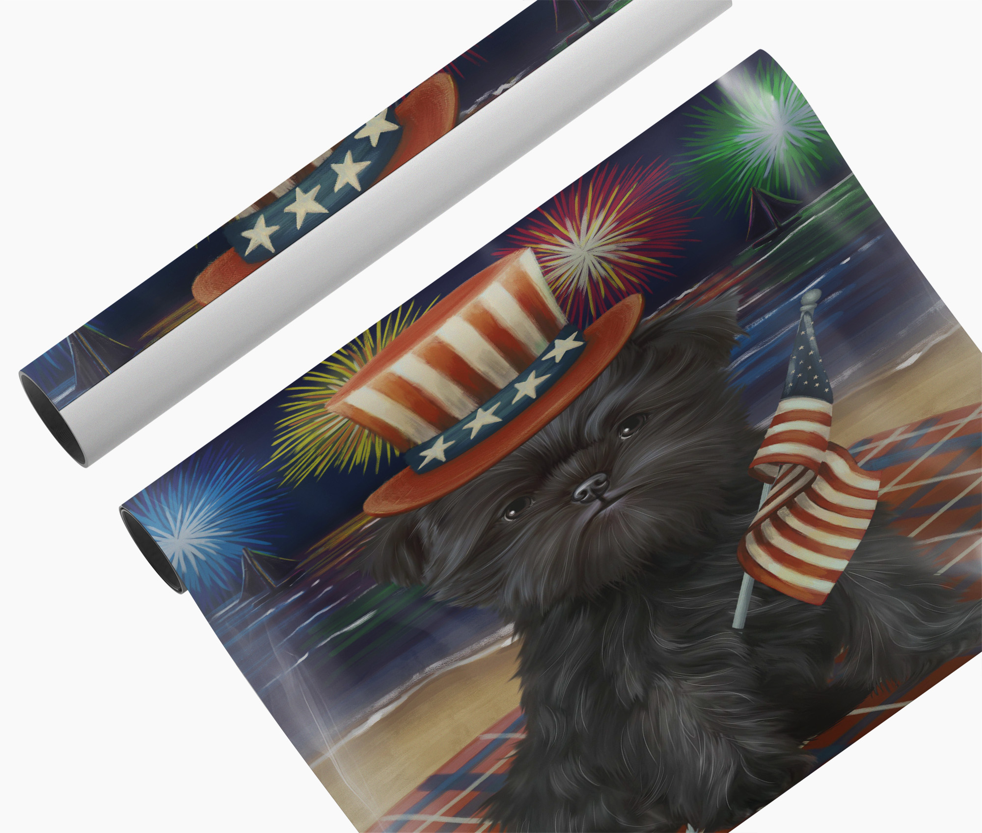 4th July Fireworks Affenpinscher Dog Canvas Wall Art Semi-Glossy Paper Gift Idea