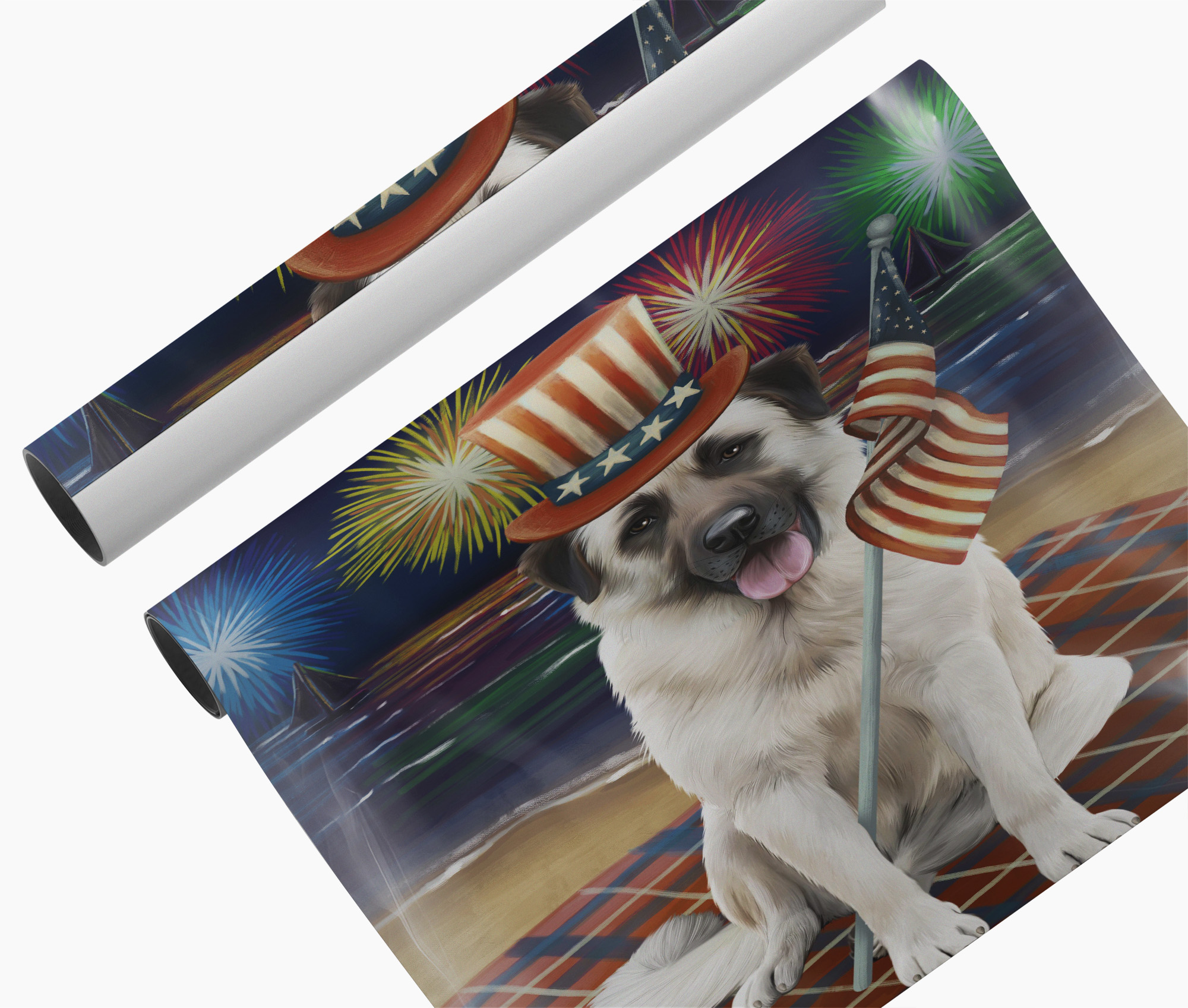 4th of July Fireworks Anatolian Shepherd Canvas Gift Patriotic Dog Wall Décor