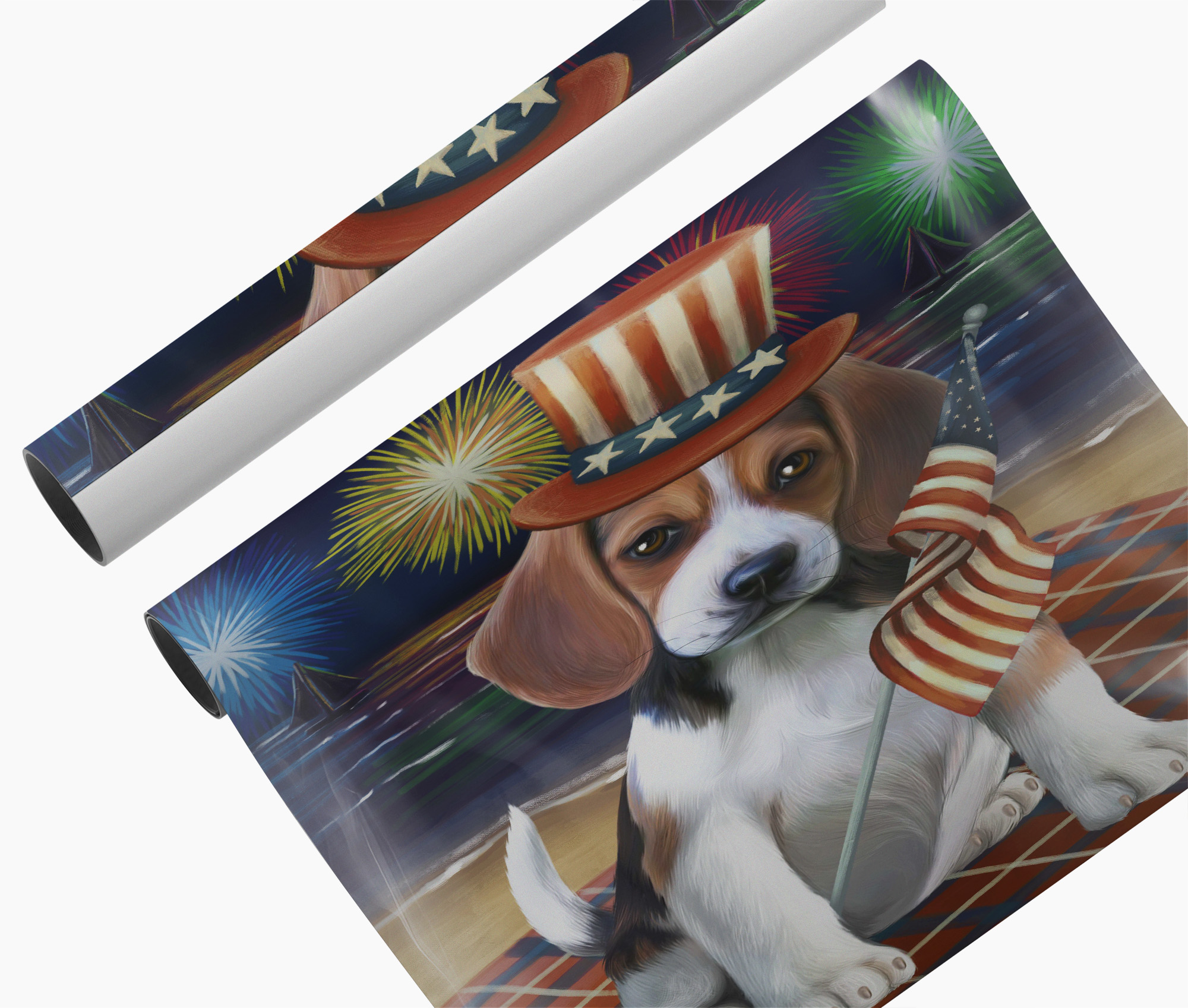 4th of July Fireworks Beagle Canvas Wall Art Patriotic Dog Mom Home Décor Gifts