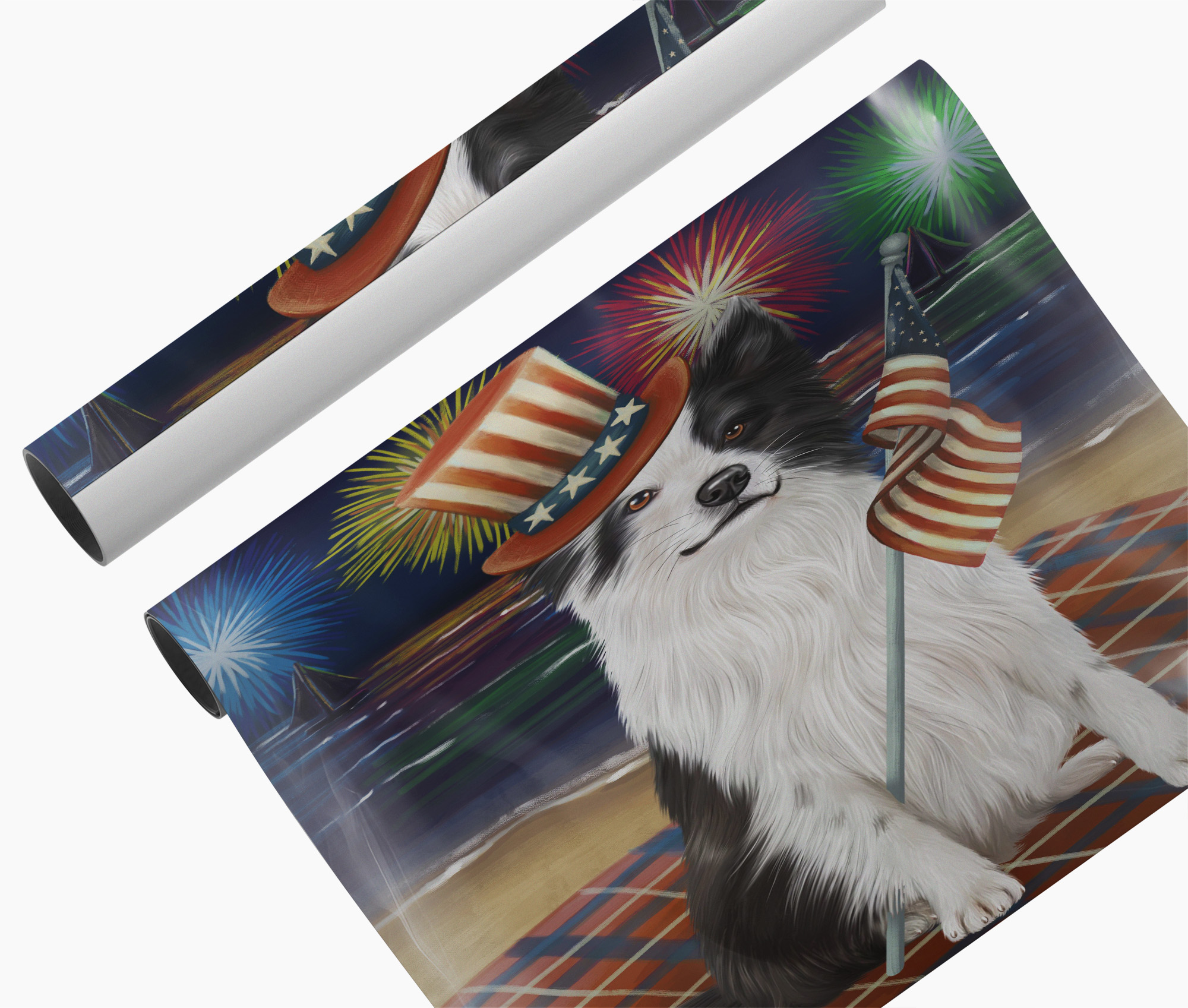 4th of July Fireworks Border Collie Dog Wall Art Canvas USA Holiday Home Décor
